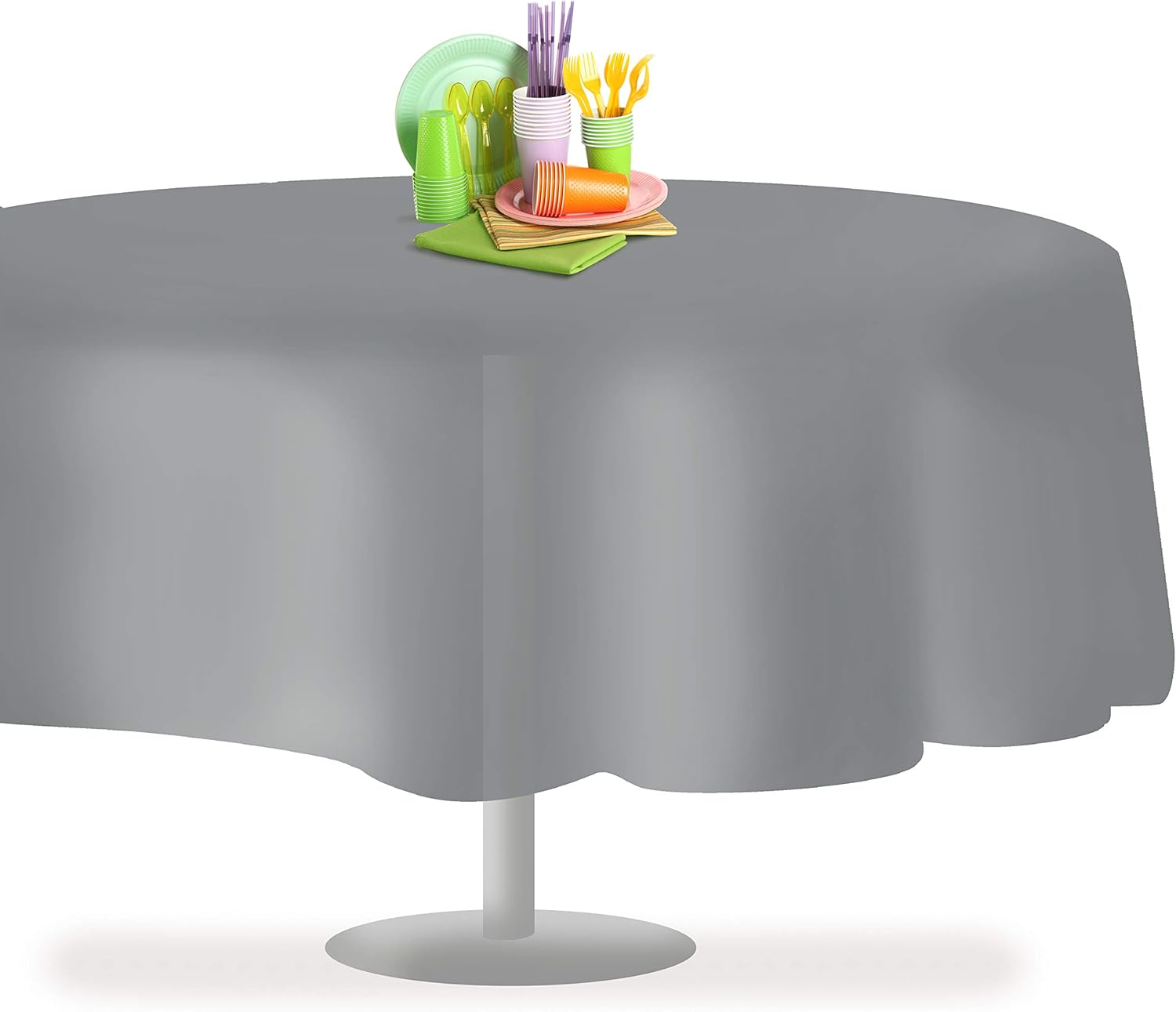 Thumbnail 6 de Grandipity Plastic Tablecloth, 54 in. x 108 in. Rectangular (Silver) — Disposable Plastic Cover for Parties and Events