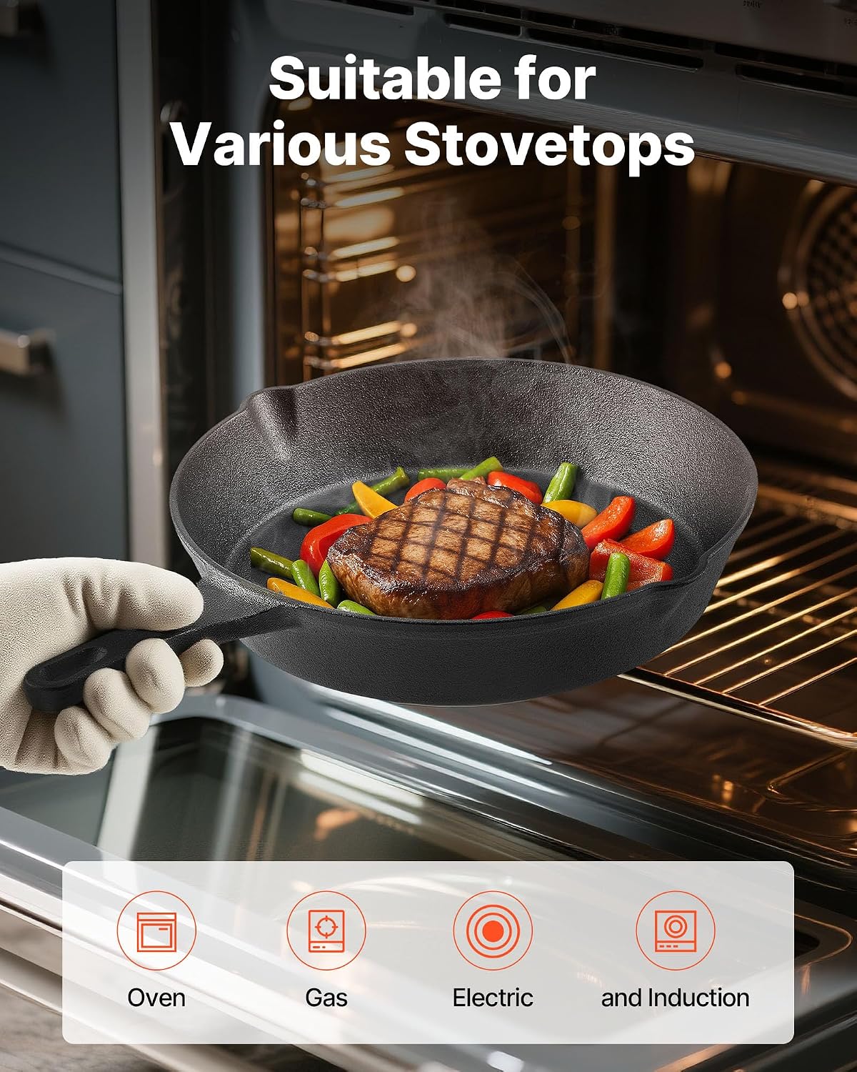 Thumbnail 5 de VEVOR Cast Iron Skillet Set, 3-Piece
