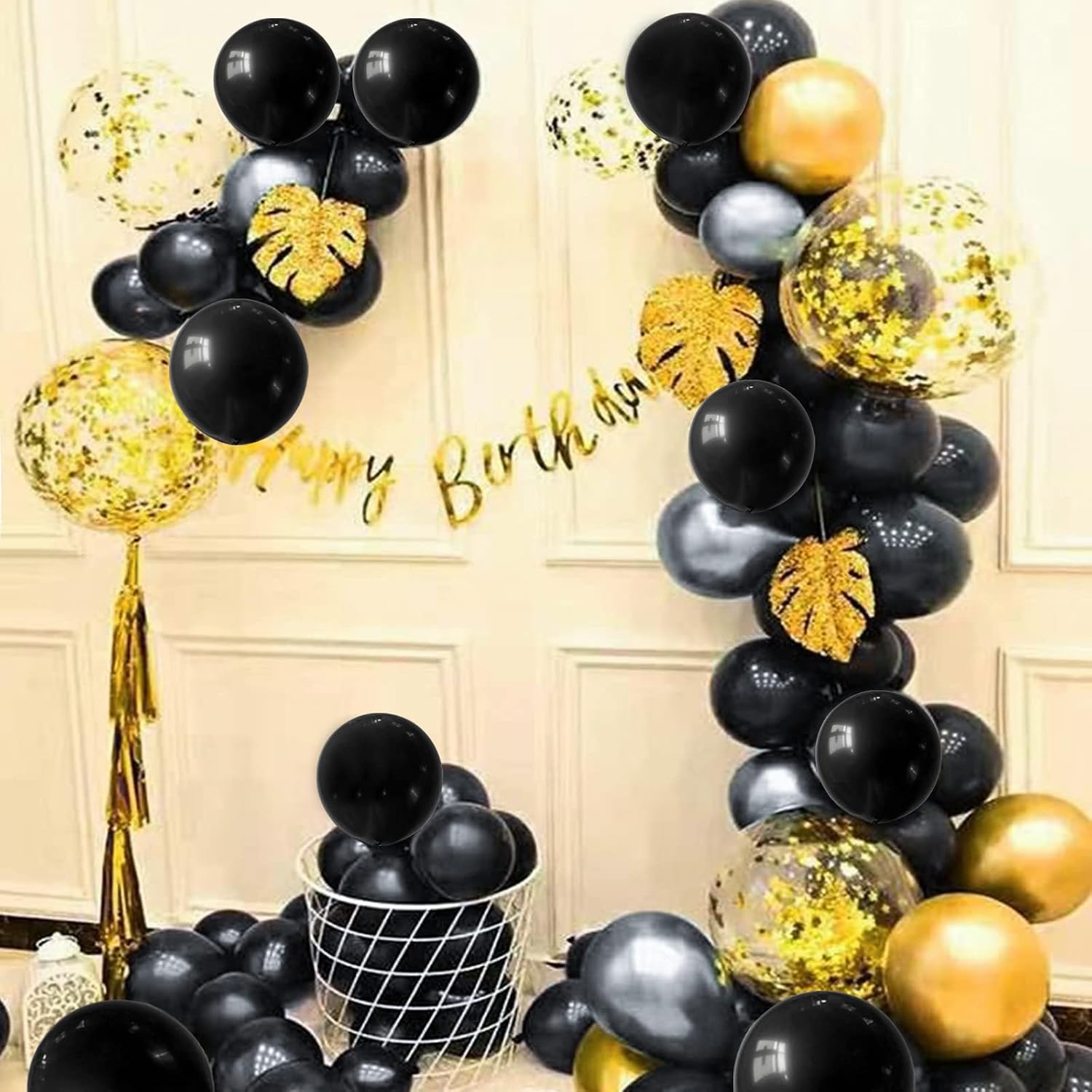 Thumbnail 6 de 110pcs Black Balloons (12 inch) Latex with 2 Ribbons