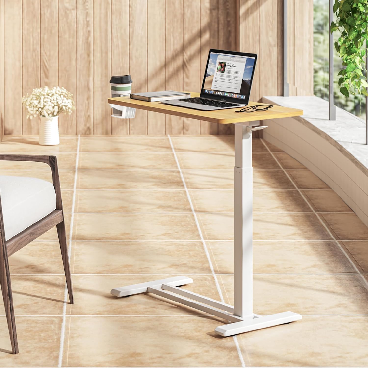 Detalle 2 de SANODESK Mesa Auxiliar con Ruedas Altura 66–106 cm