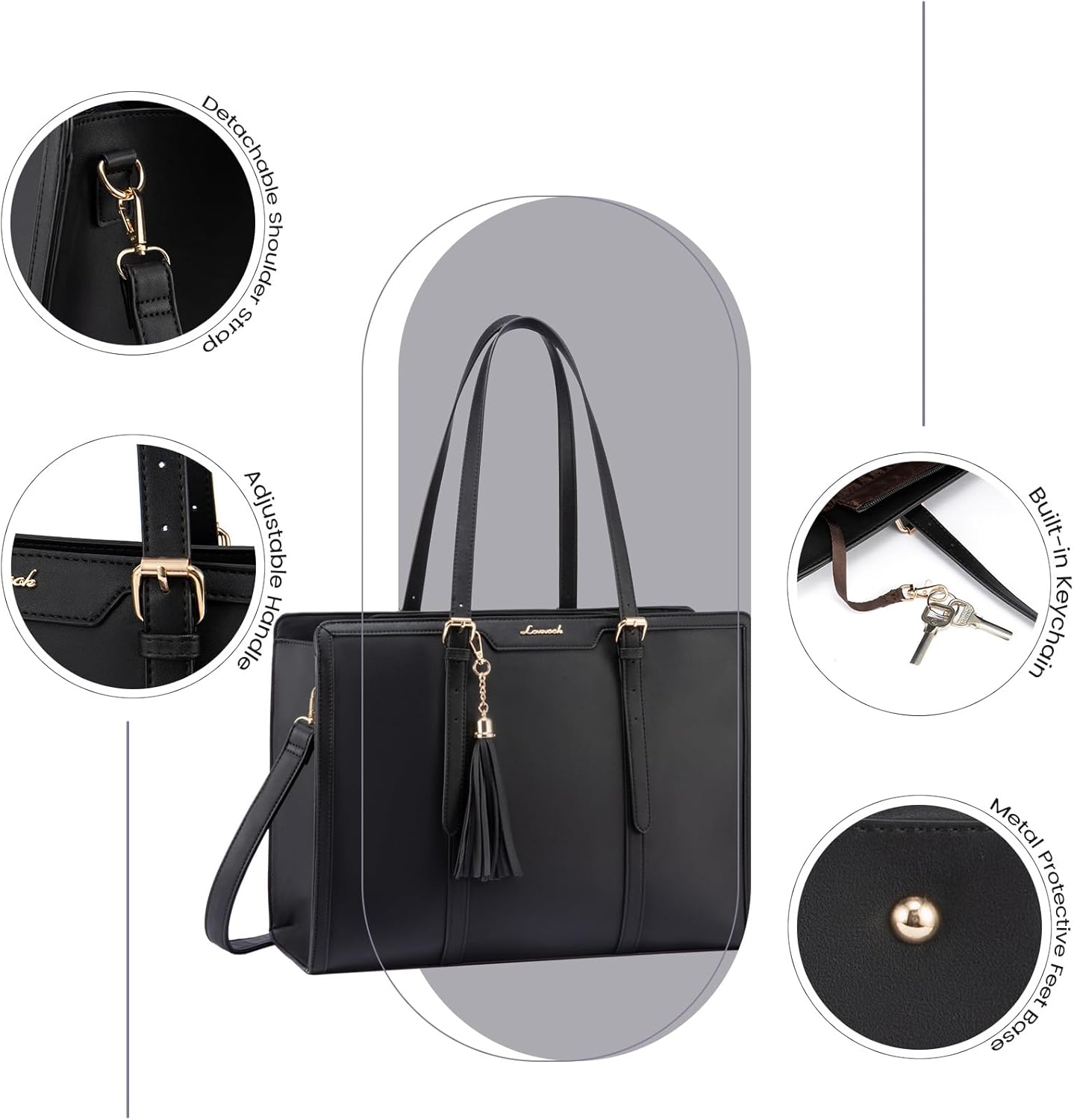 Detalle 2 de LOVEVOOK Laptoptasche 17 Zoll Elegante Schultertasche