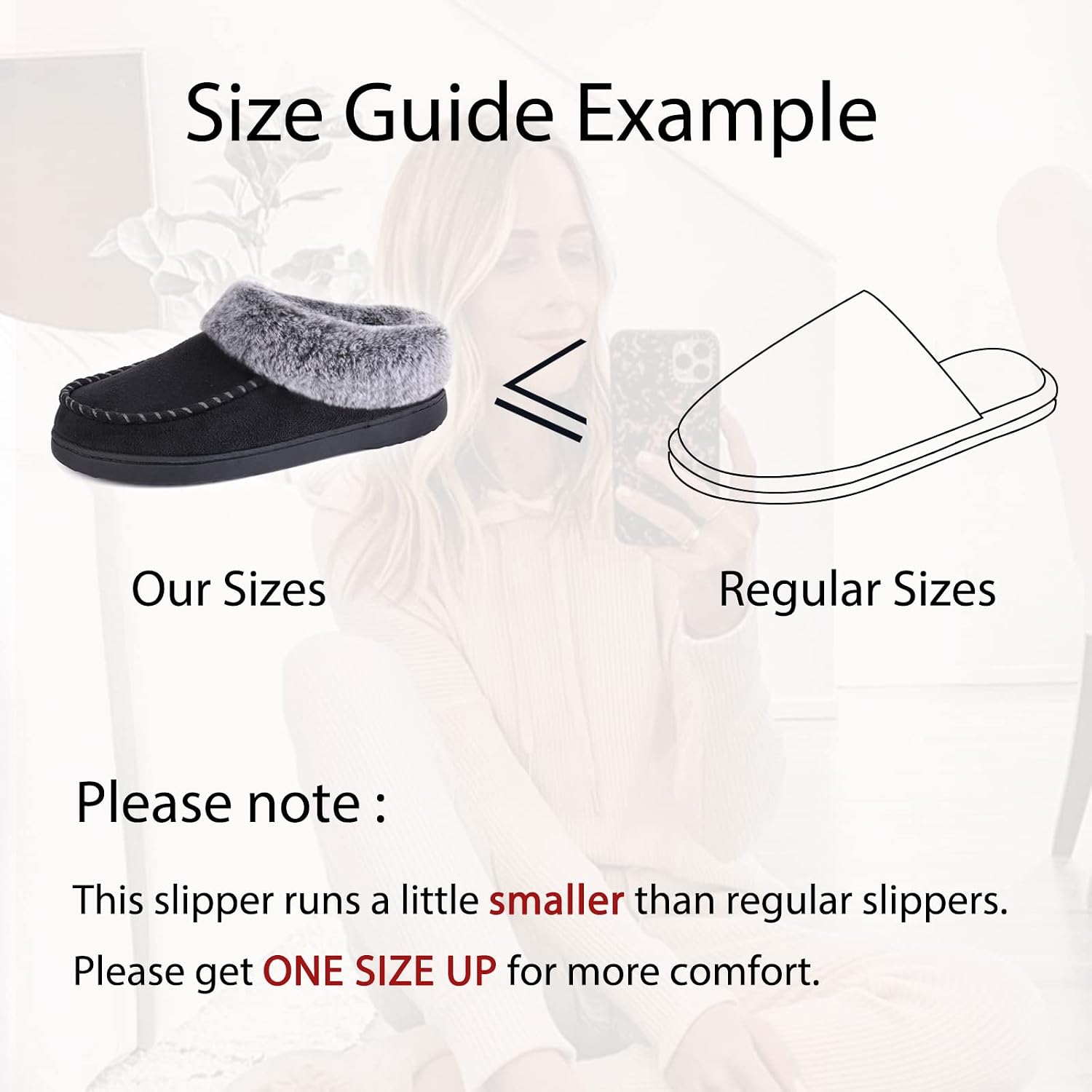 Detalle 1 de ULTRAIDEAS Women's Memory Foam Slippers with Suede, Faux Fur, and Rubber Sole