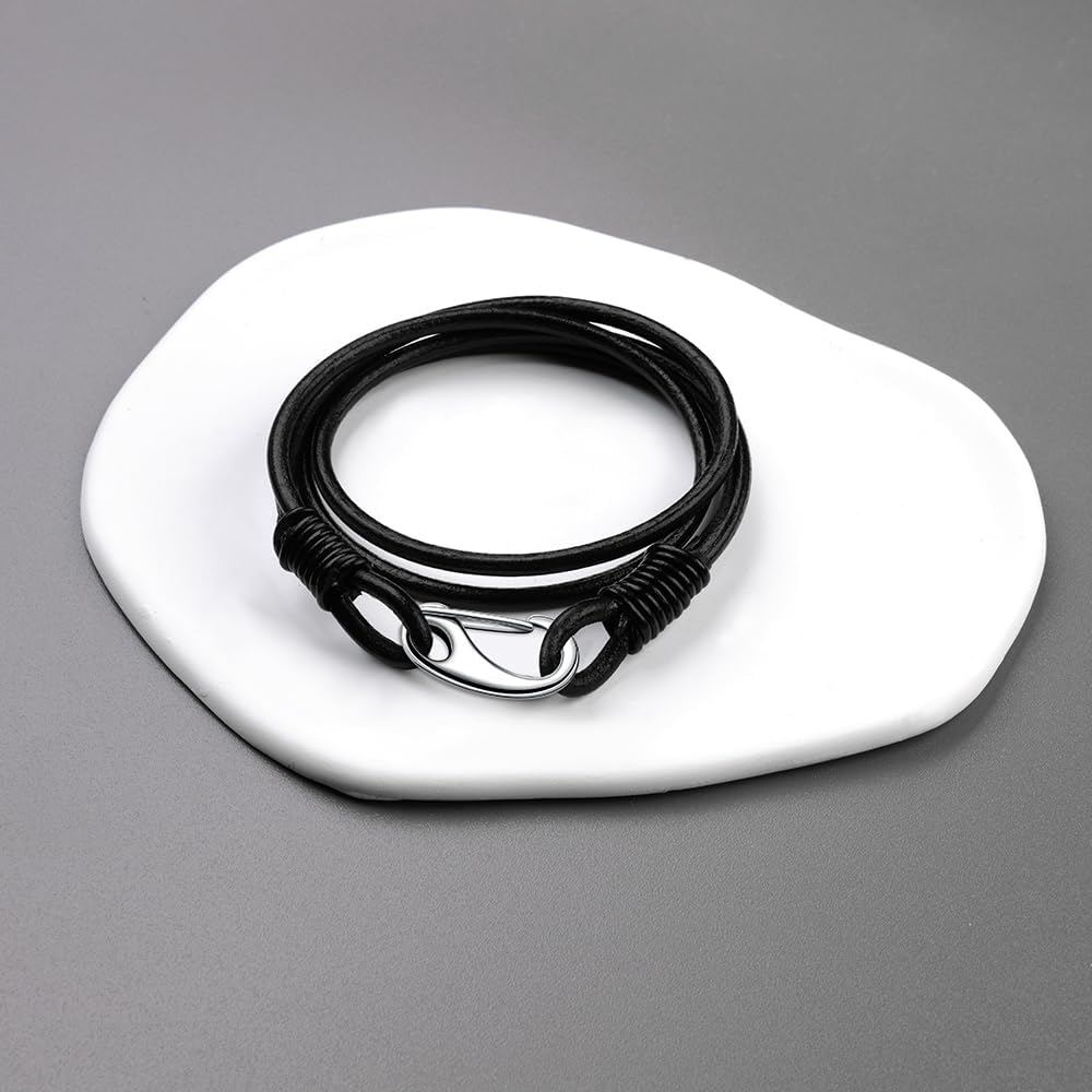 Detalle 2 de Viwind Lederarmband Damen Geflochtenes 19/20 cm mit Edelstahl-Karabiner & Geschenkbox