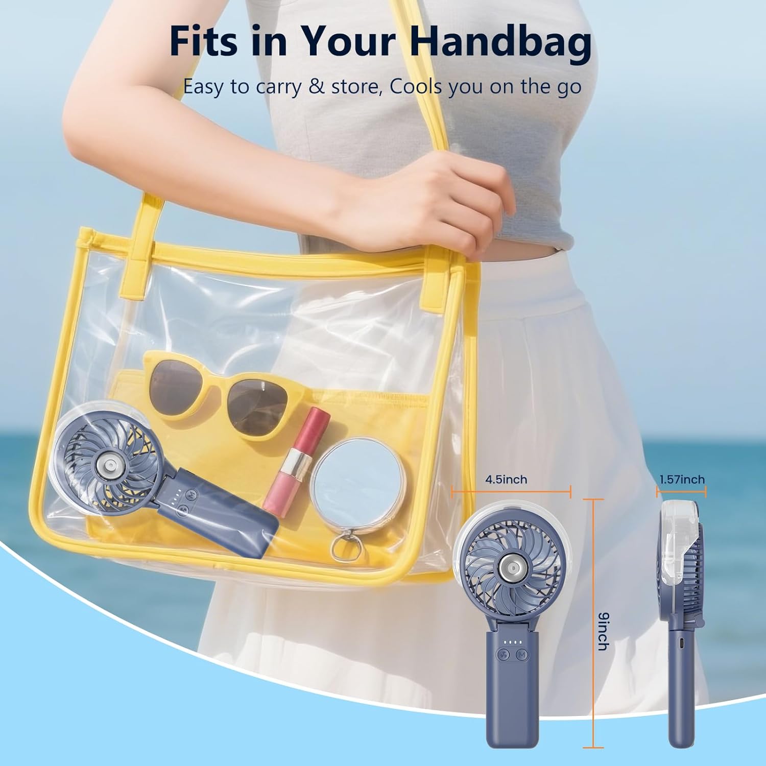 Thumbnail 6 de HandFan 5200mAh Upgraded Handheld Misting Fan with Independent Fan & Mist Controls (Royal Blue)