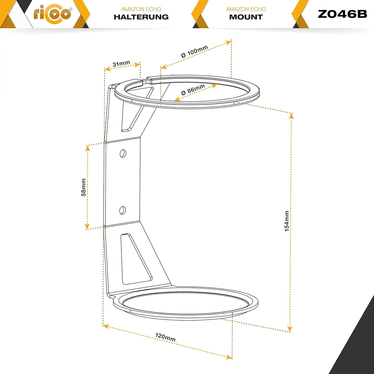 Thumbnail 1 de RICOO Lautsprecherwandhalterung für Echo Plus