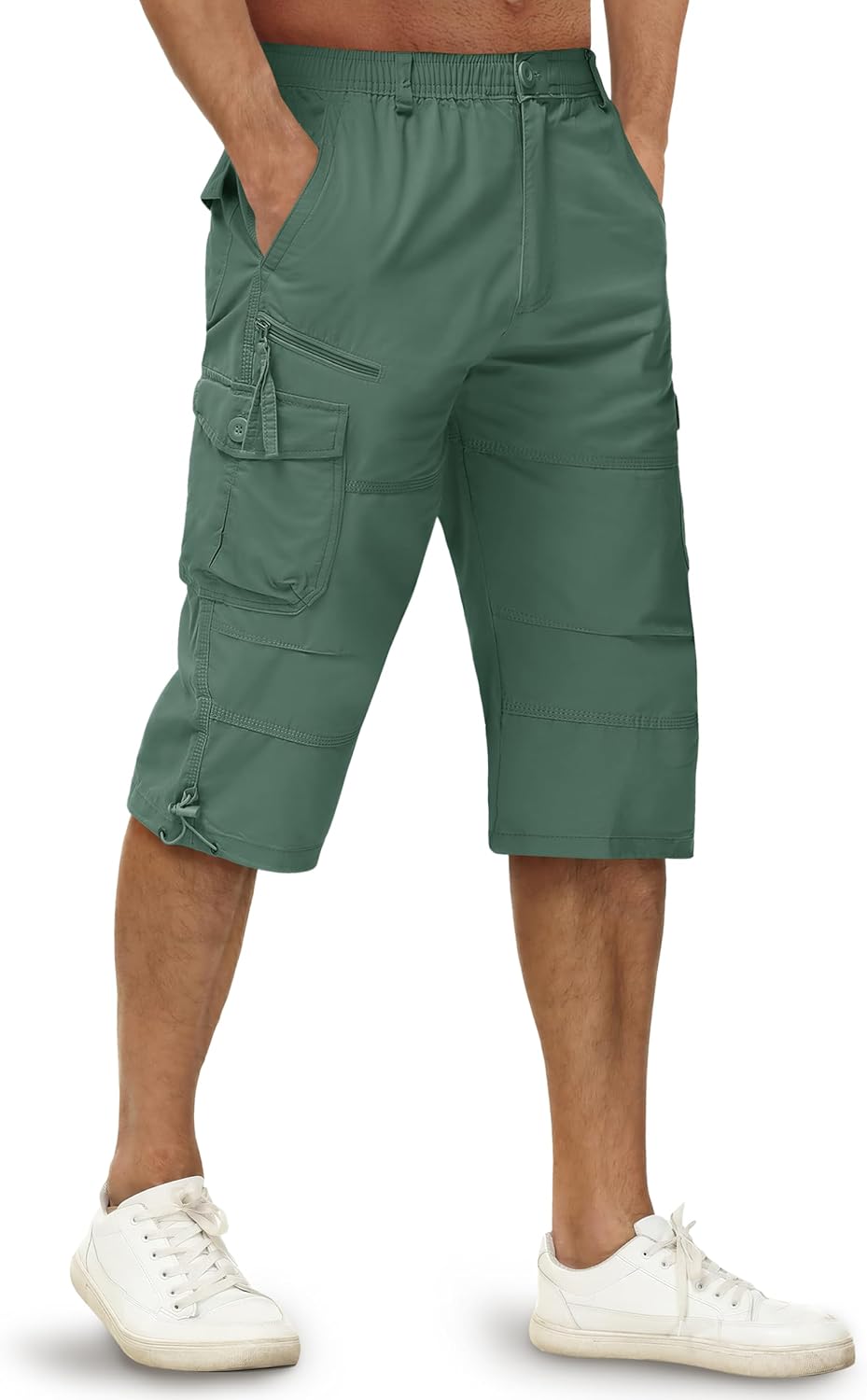 Thumbnail 6 de TACVASEN Men's 3/4 Length Cotton Cargo Shorts with Multi Pockets