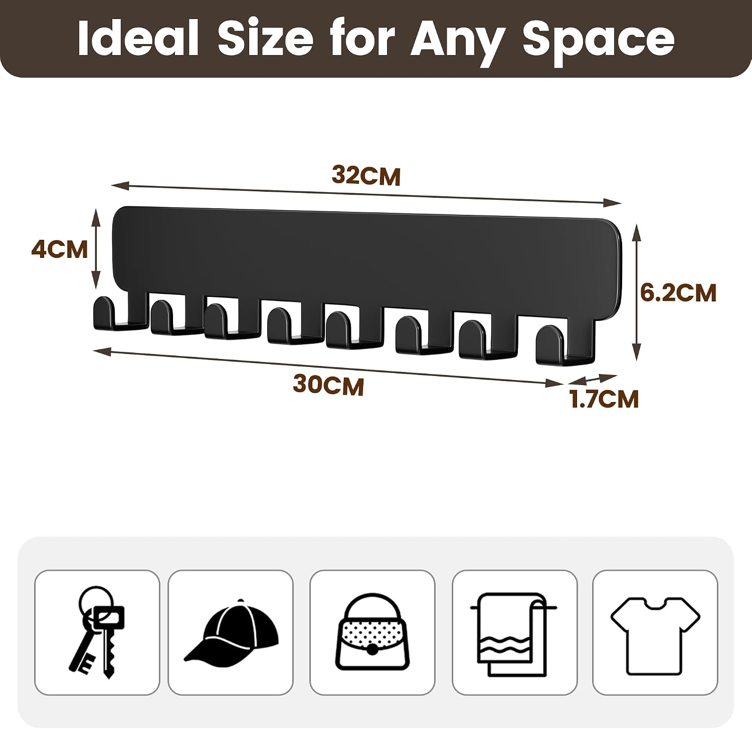 Thumbnail 6 de pickpiff Heavy Duty Self Adhesive 8 Hooks for Hanging, 2 Pack ⌛