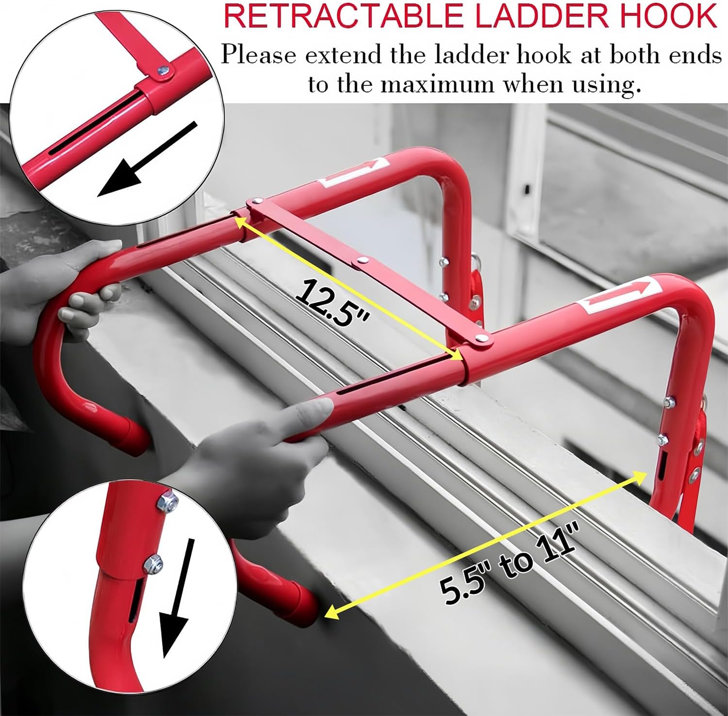 Detalle 2 de Hausse 724190825600 13-Foot Retractable Fire Escape Ladder, Aluminum