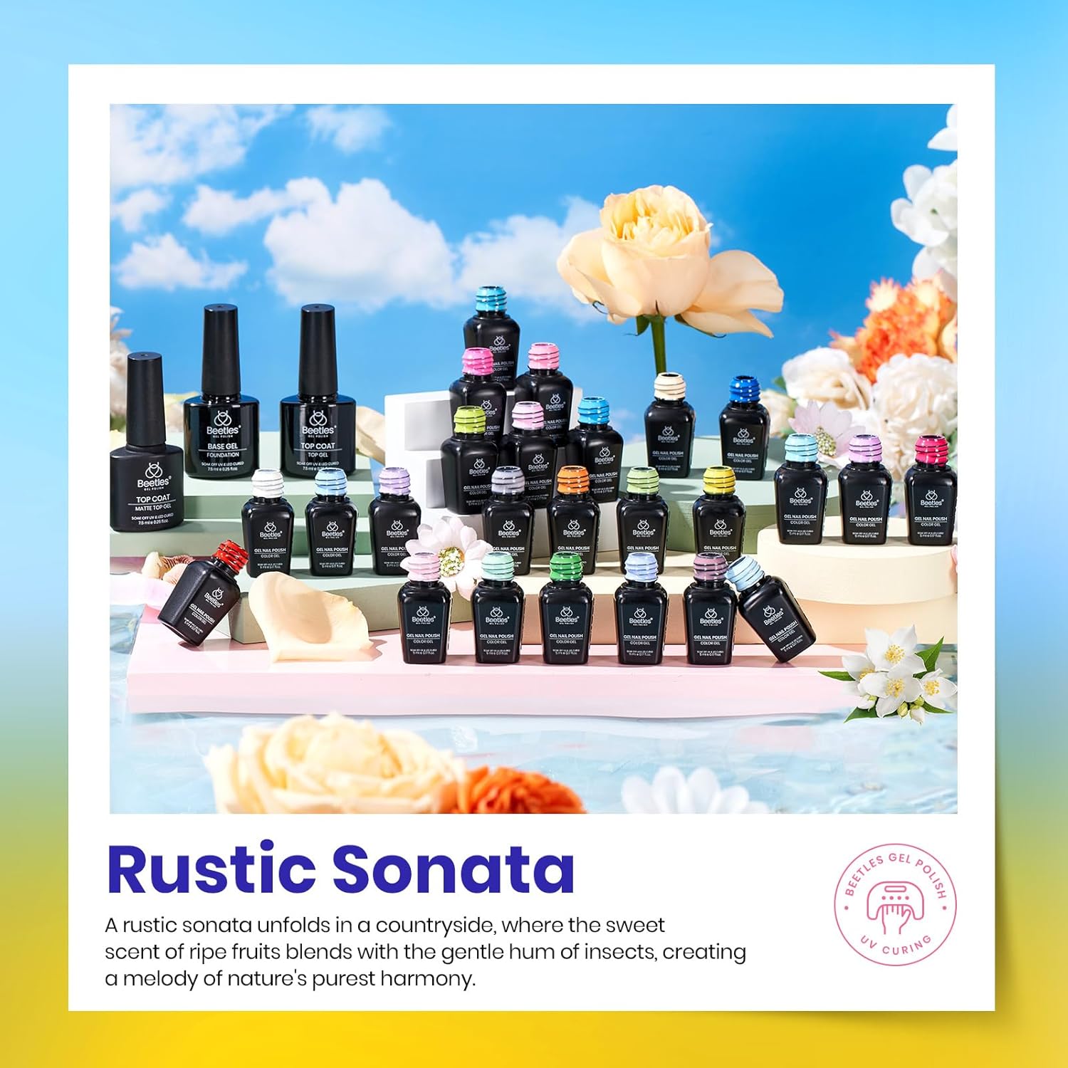 Thumbnail 4 de Beetles Summer Gel Polish Set (Rustic Sonata 25) with Base Coat and Glossy & Matte Top Coat