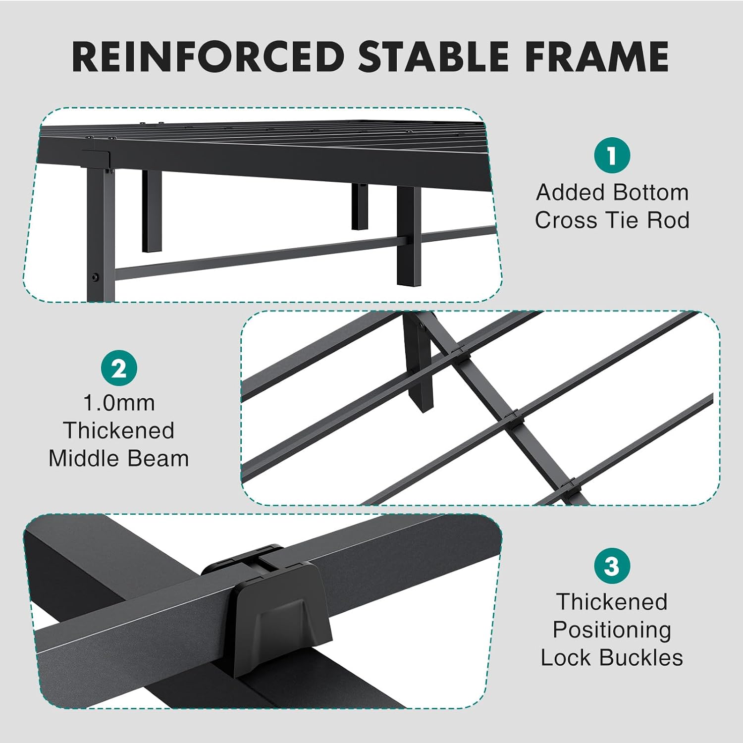 Thumbnail 4 de OLIXIS Metal Bed Frame, 14-inch clearance