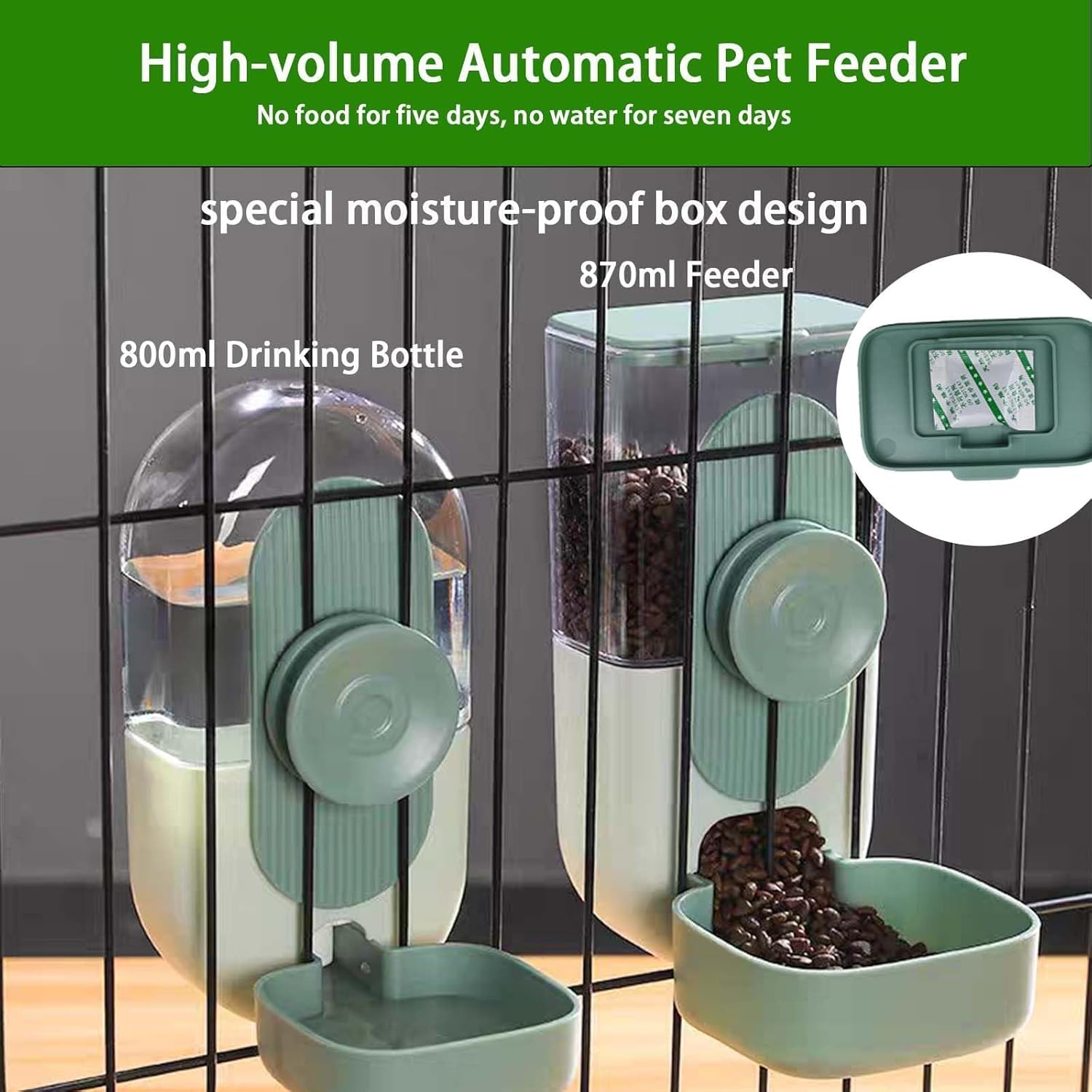 Thumbnail 3 de SLAKOZYT Futterautomat für kleine Haustiere – automatischer Futter- und Wasserspender für Käfig oder Boden