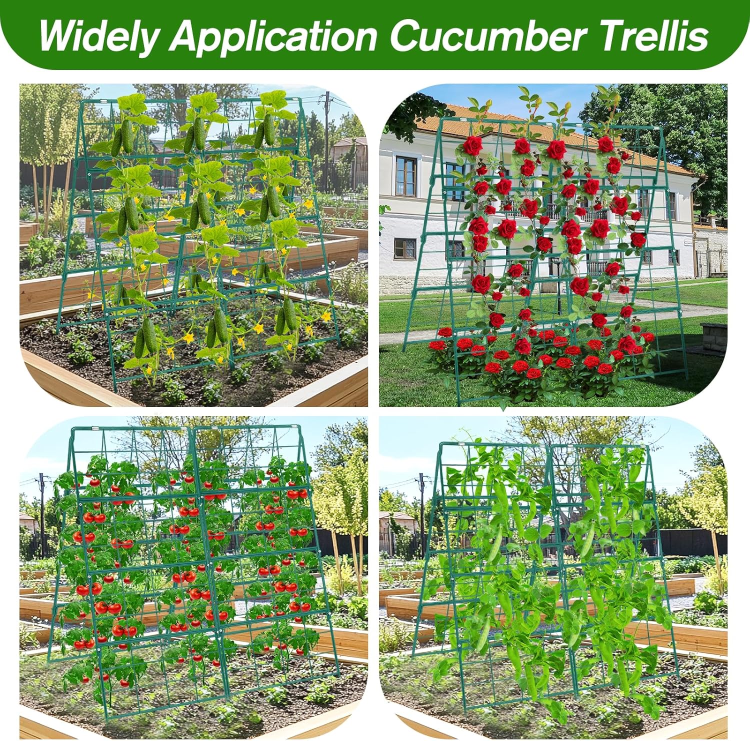 Thumbnail 4 de Cucumber Trellis for Raised Bed A Frame – Foldable Metal Garden Trellis for Climbing Plants