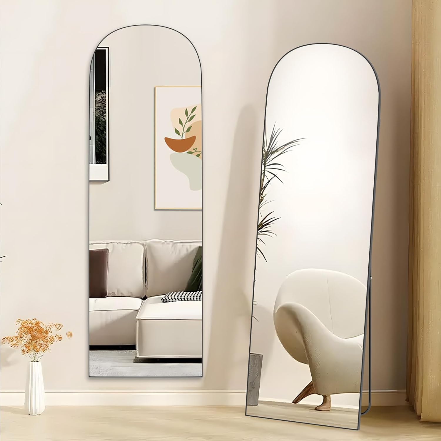 Thumbnail 5 de Hamlody Miroir sur pied arqué 162 x 52 cm noir à cadre en aluminium