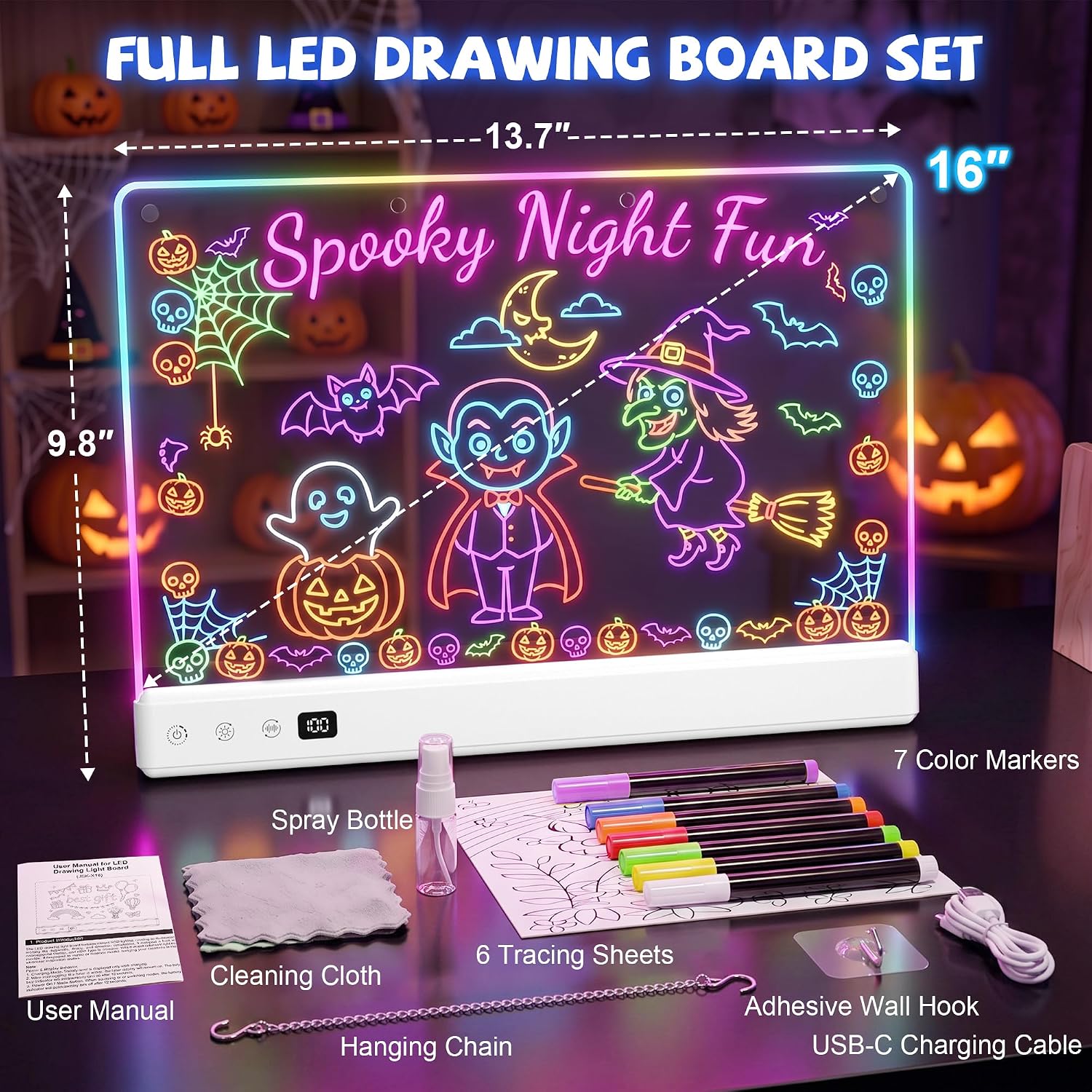 Detalle de Honesorn JSK-X18 16-Inch LED Drawing Board with 16 Light Effects