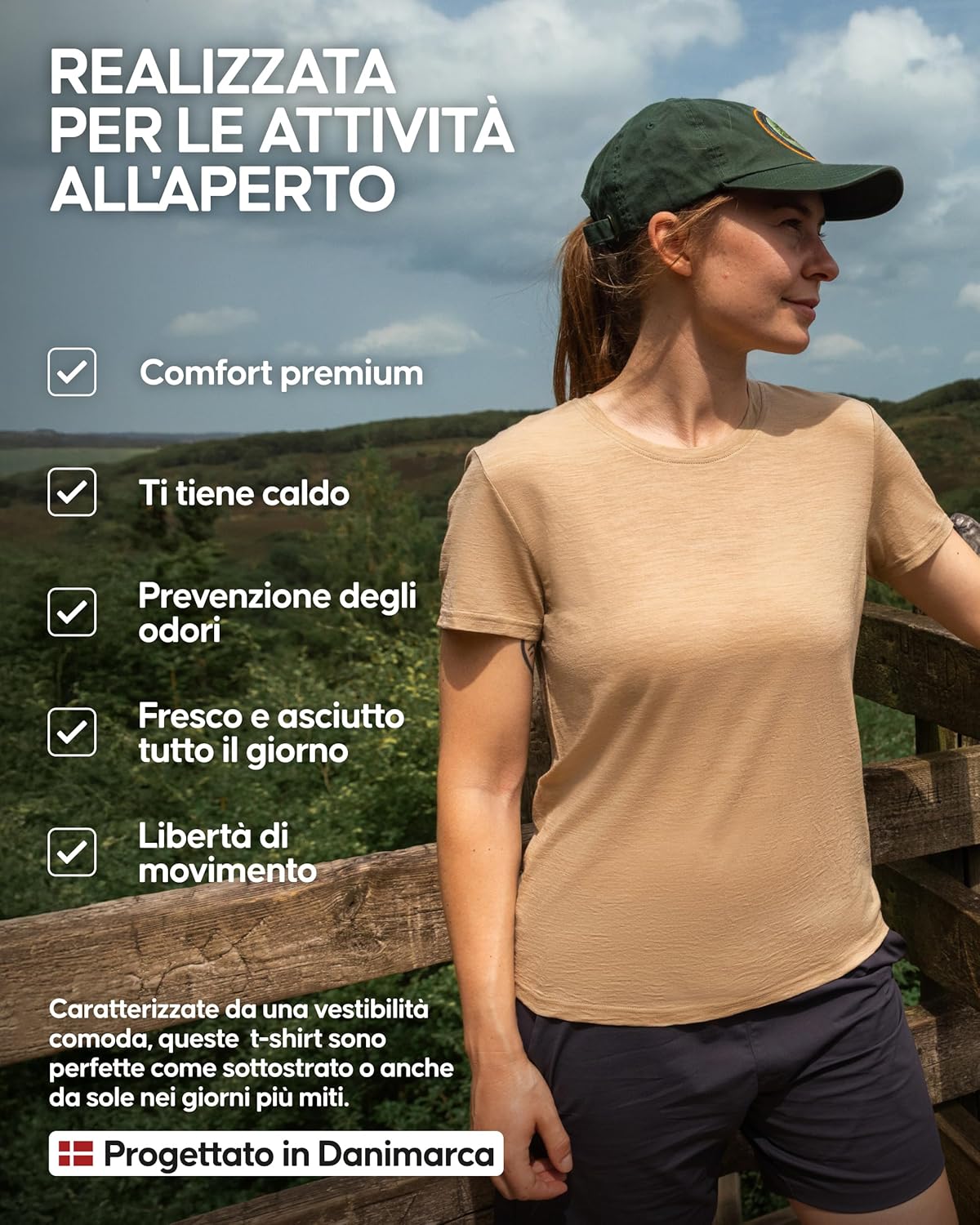 Thumbnail 2 de DANISH ENDURANCE Magliette Donna in lana Merino 100% – Set da 2 pezzi, traspiranti e anti-umidità