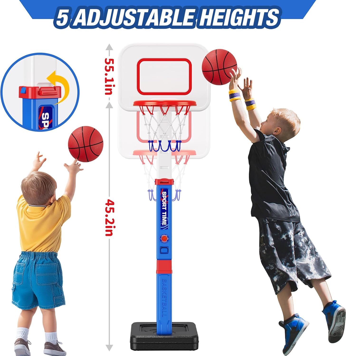 Detalle 2 de HYES Toddler Basketball Hoop 55" adjustable