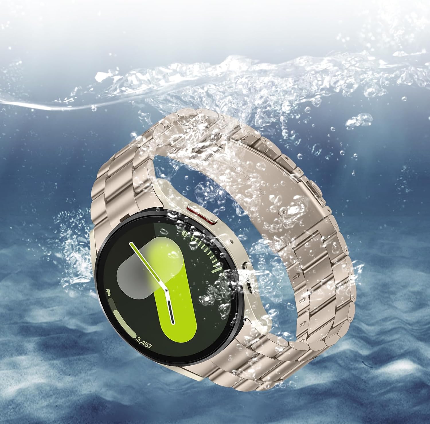Thumbnail 4 de Suphart Stainless Steel Metal Band Strap for Samsung Galaxy Watch (Starlight) — No-Gap Connector