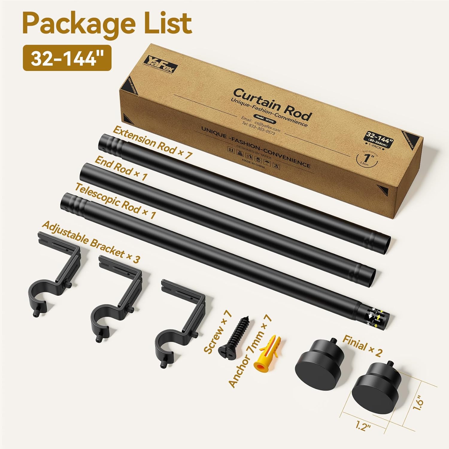 Thumbnail 6 de Yafex 32-144 Inch Curtain Rod