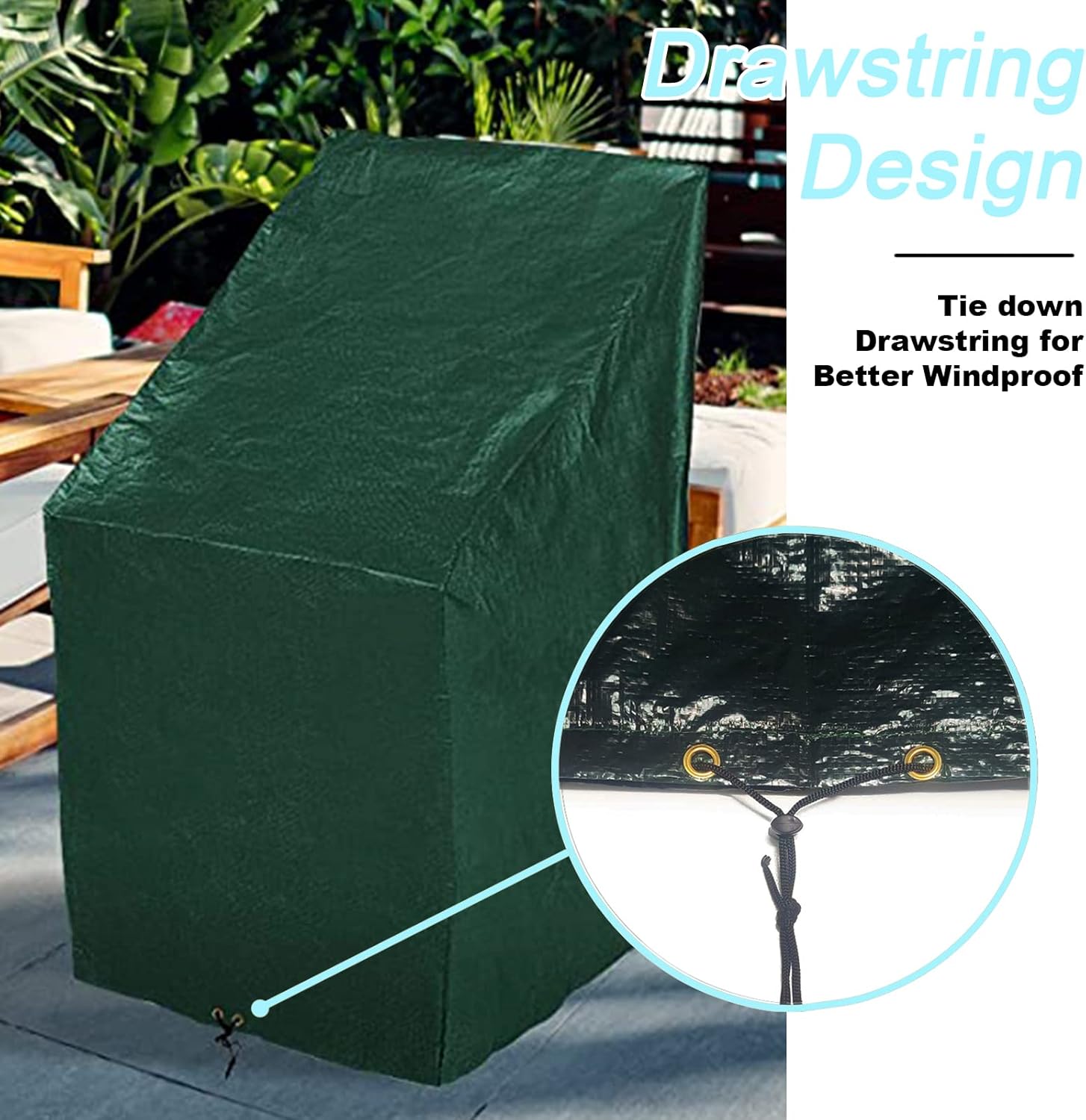Thumbnail 4 de RICHIE Garden Stacking Chair Cover: Weatherproof, UV-Resistant Outdoor Chair Cover (65×65×80/120 cm)