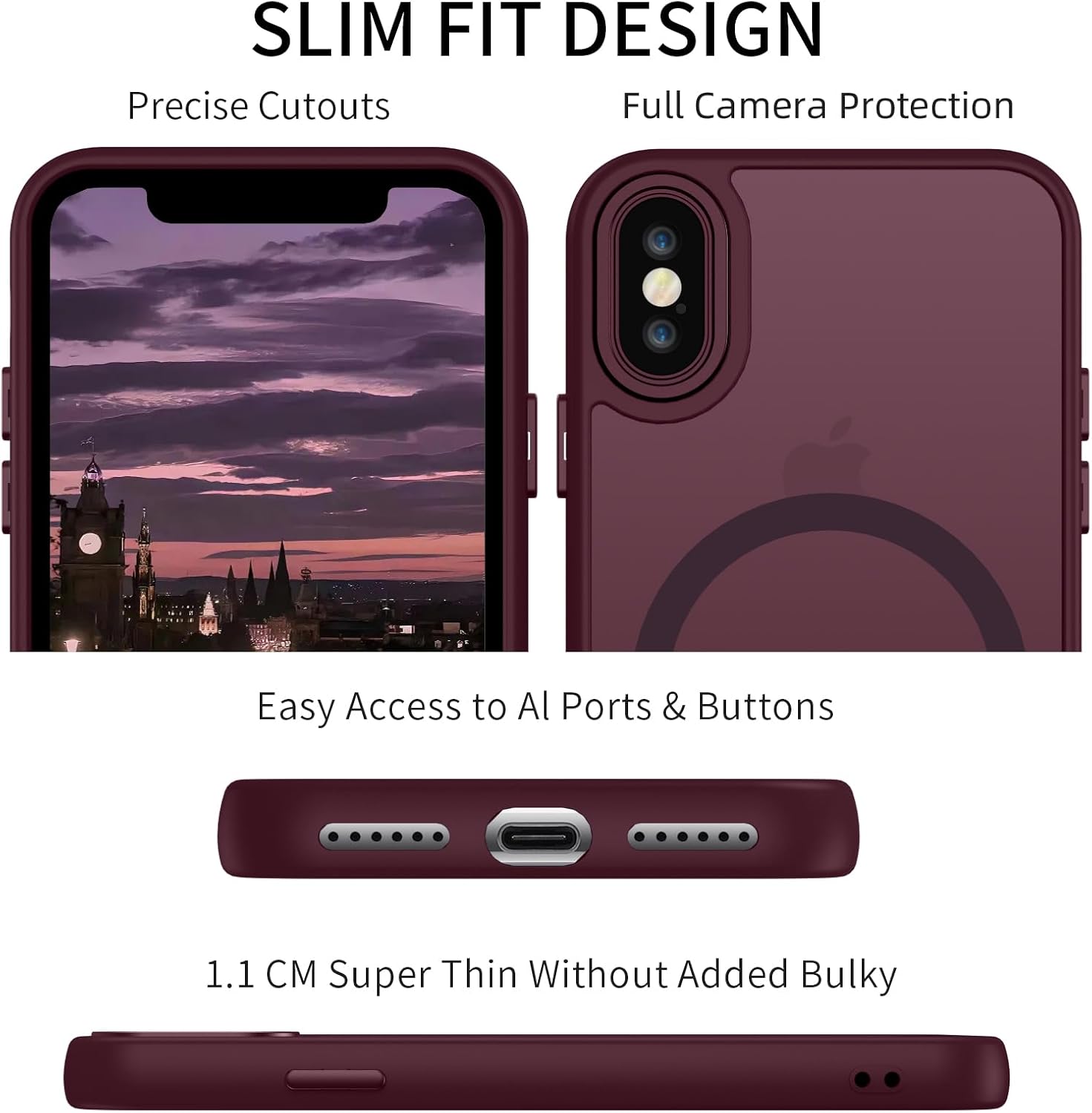 Detalle de YUANDMI Cover Magnetica per iPhone XS: Custodia Opaca e Ultra-Sottile con MagSafe