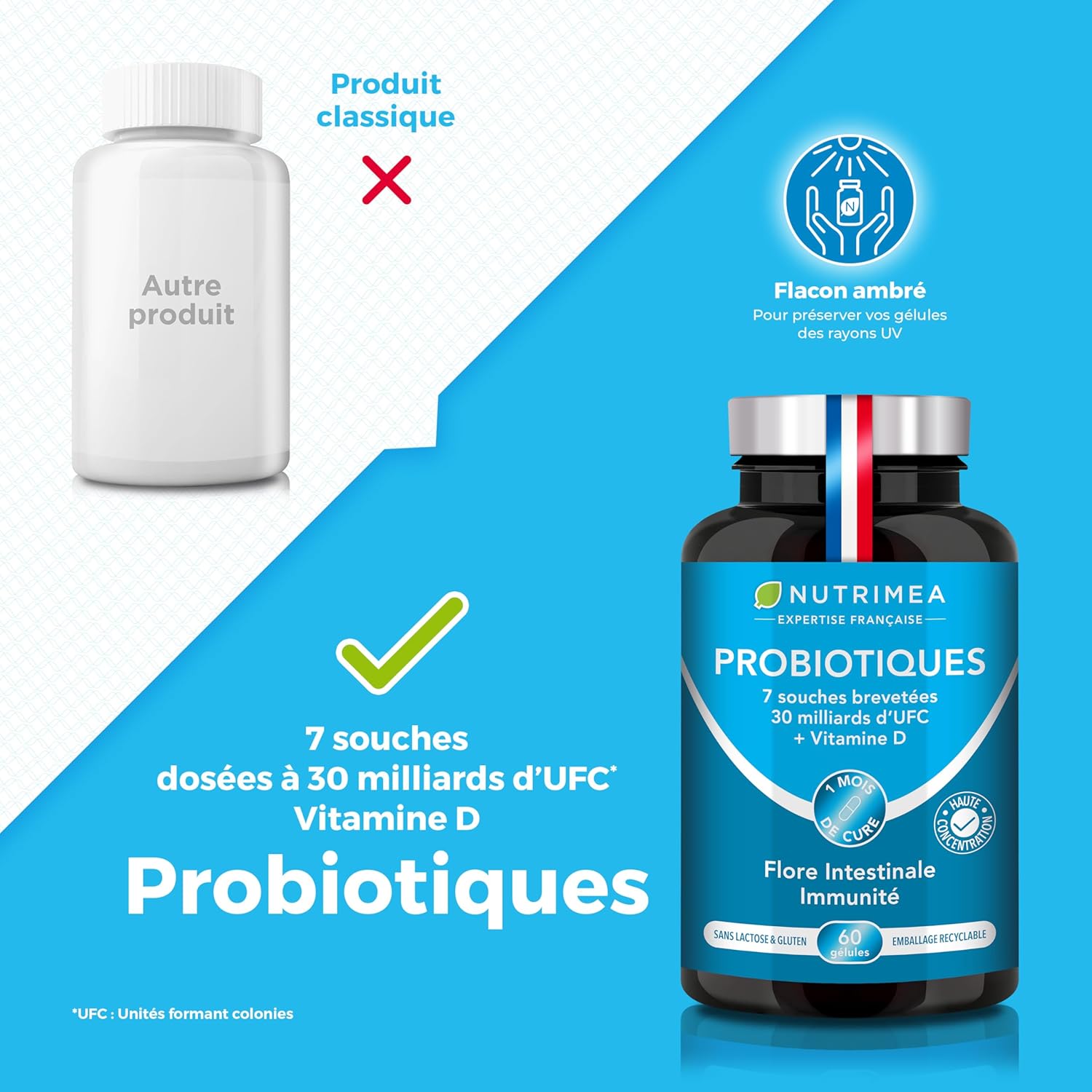 Thumbnail 2 de PROBIOTIQUE Flore Intestinale Probiotique FLORE INTESTINALE Complexe Ferments Lactiques + Vitamine D (7 souches) – 60 gélules vegan, fabriqué en France