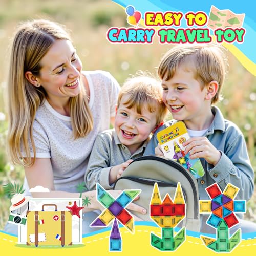 Detalle de iKidiki: Set de 43 Piezas Magnéticas para Construcción – Juguete de Viaje y Regalo para Niños de 3 a 6 Años
