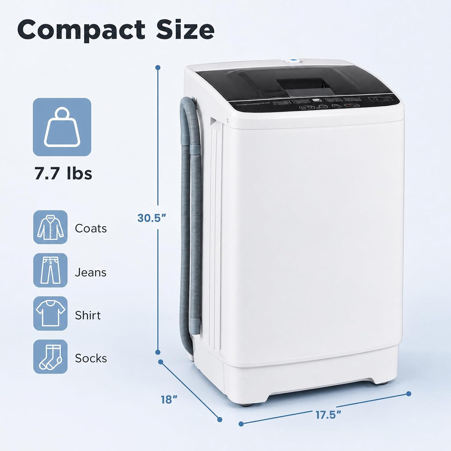 Thumbnail 4 de COSTWAY Portable Washing Machine, 7.7 lb Full-Automatic Top-Load Washer