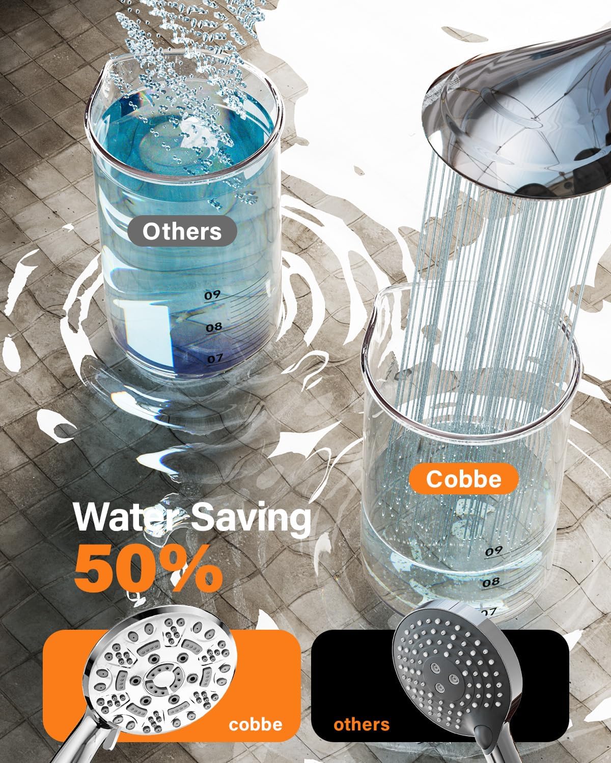 Detalle de Cobbe shower head set with 8 modes