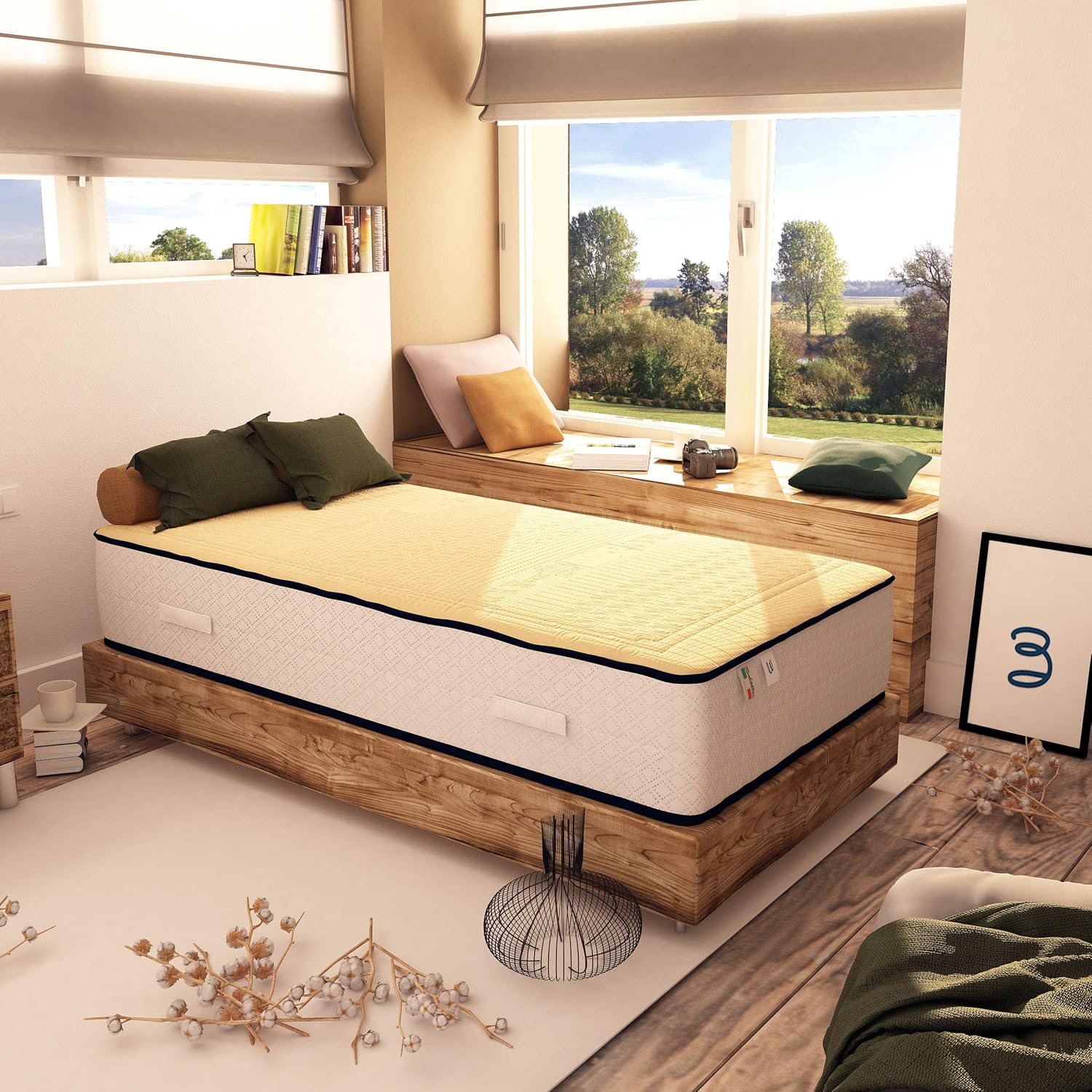 Thumbnail 1 de Baldiflex Emporio Materasso Singolo 70x190 cm: Memory Cotton ad Alta Pressa di Forma in Lattice e Memory Traspirante