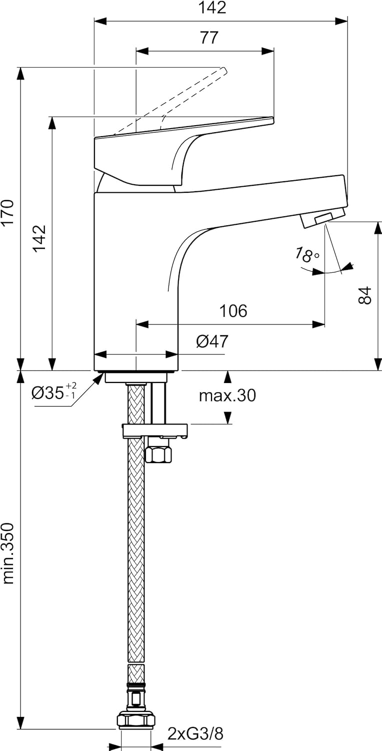 Thumbnail 3 de Ideal Standard Cerabase: Miscelatore monocomando per lavabo, Bocca di erogazione fissa