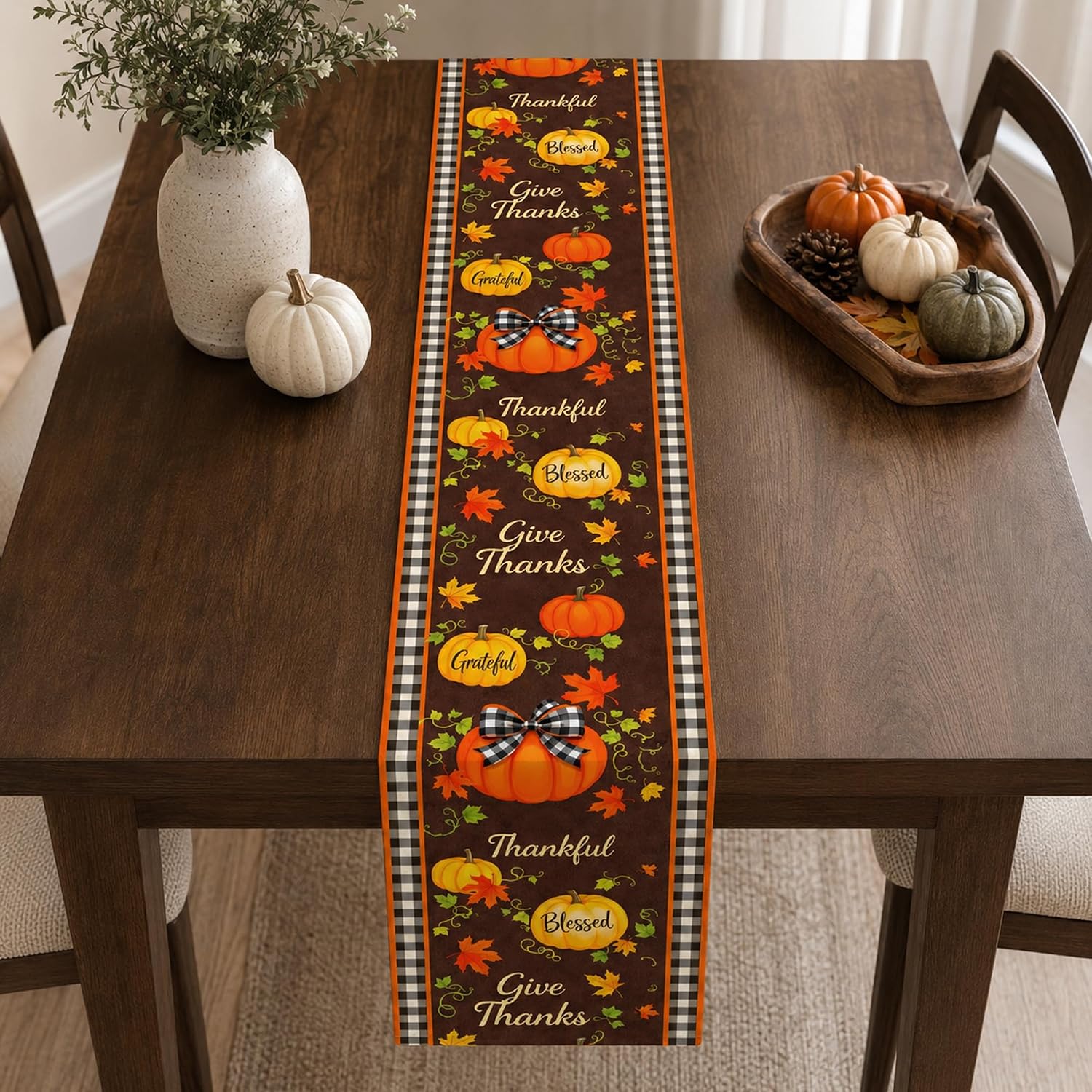 Thumbnail 5 de MSSLWANG Fall Table Runner-MSSLWANG-2026A6, Thanksgiving Polyester Table Runner