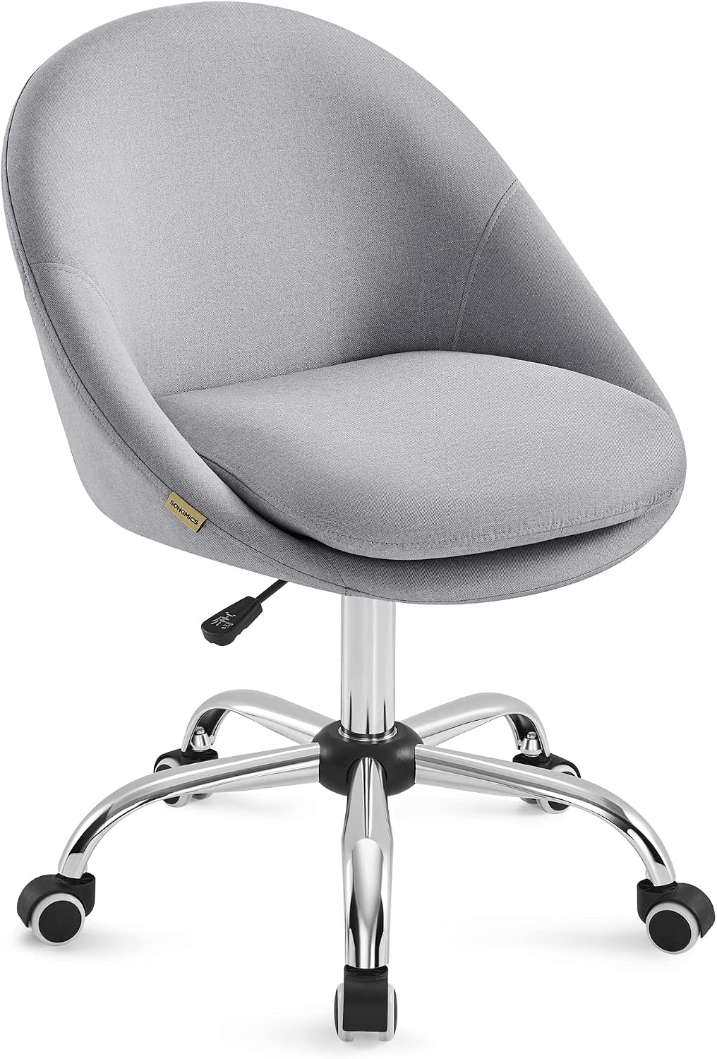 SONGMICS Sedia da Studio OBG020G01 girevole 360° in cotone-lino, regolabile in altezza, grigio tortora