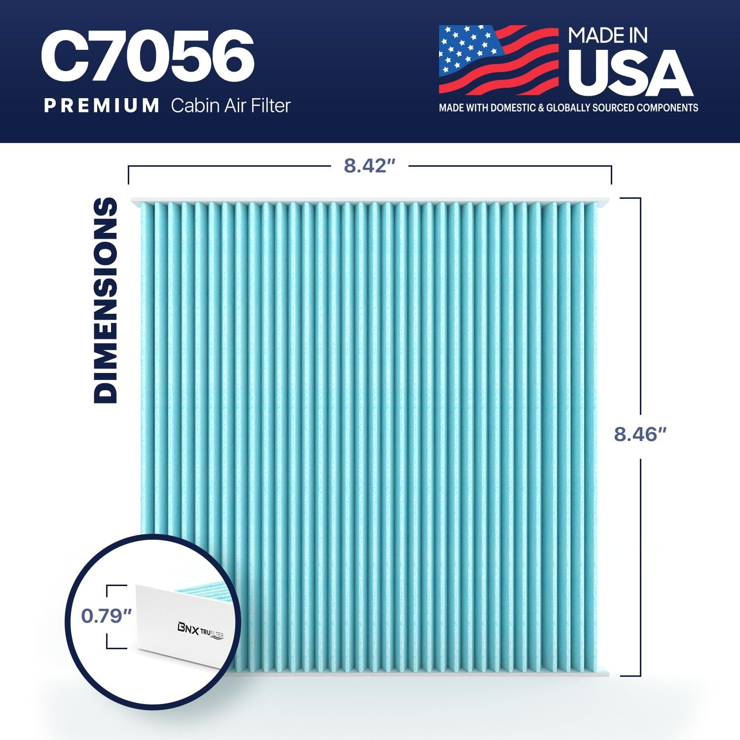 Detalle de BNX TruFilter C7056 Cabin Air Filter HEPA 99.97% 🧩