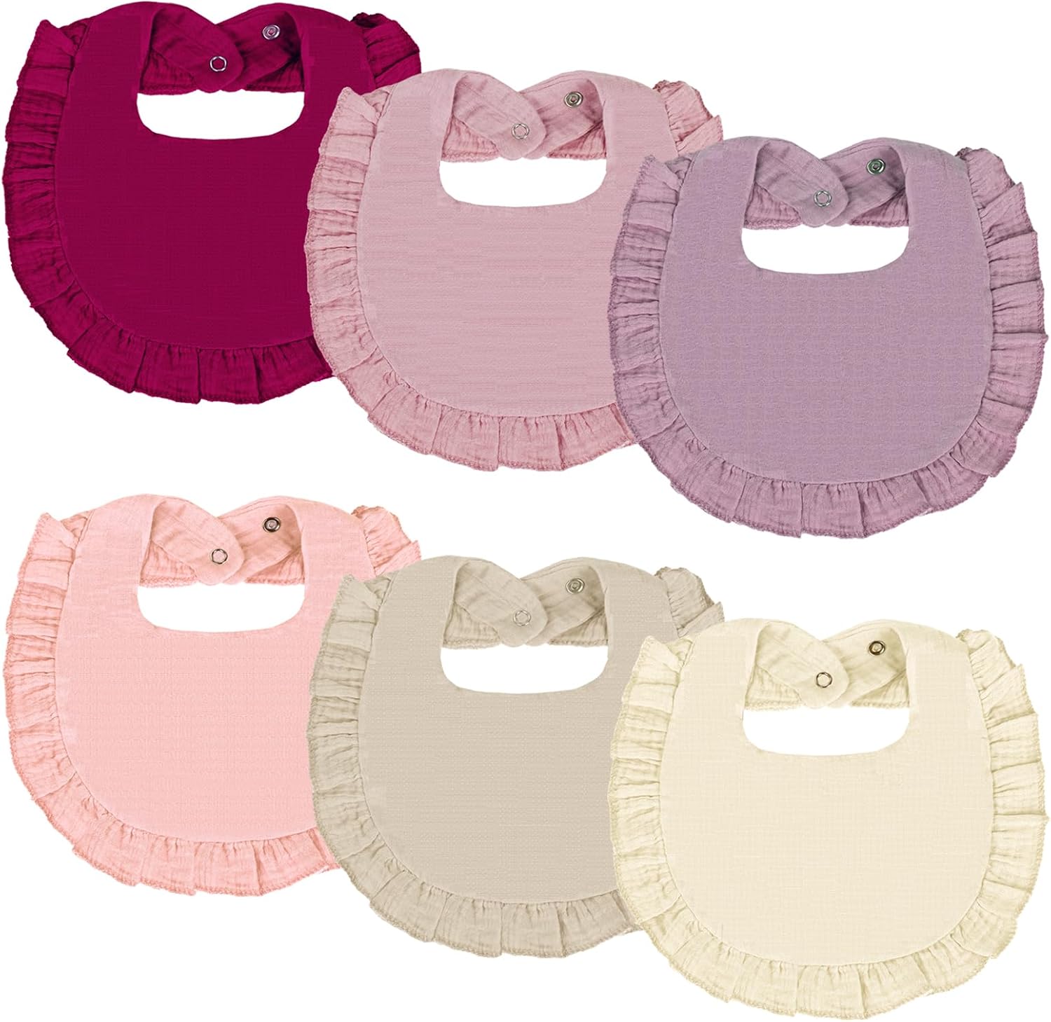 Oiomniv Muslin Baby Bibs: 6-Pack 100% Cotton Bandana Drool Bibs for 0–24 Months