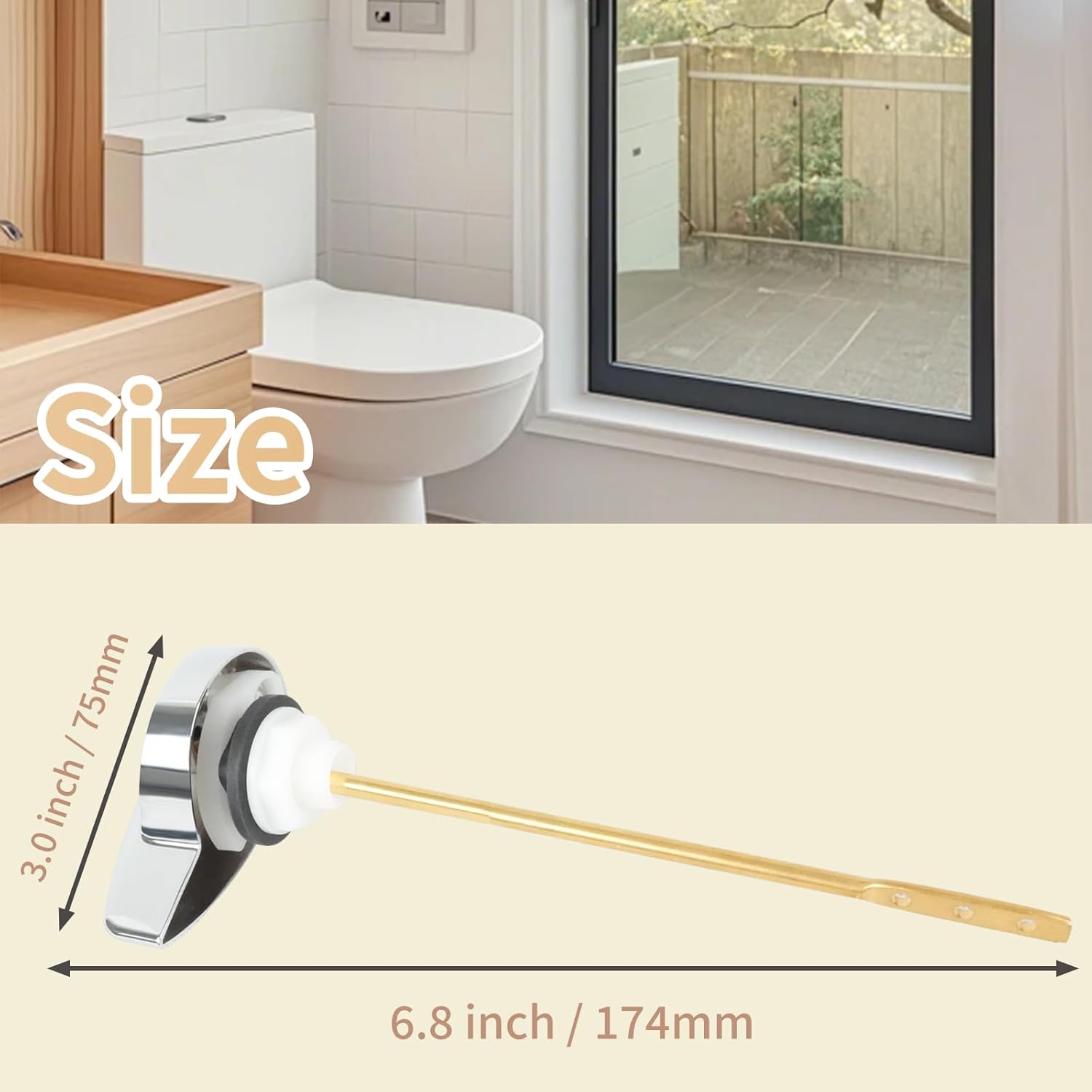 Detalle 2 de jamini Universal Side Mount Toilet Handle Kit 6.9" 🚽
