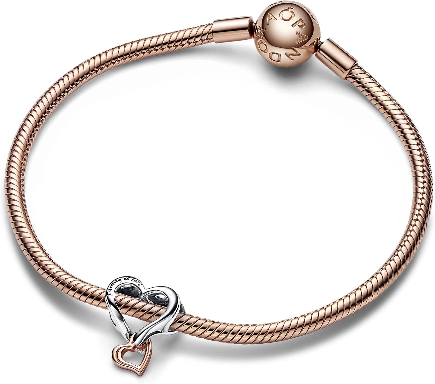 Detalle de Pandora Moments Bicolor Unendlichkeits-Herz Charm – rosevergoldet, kompatibel mit Moments Armbändern (782642C00)