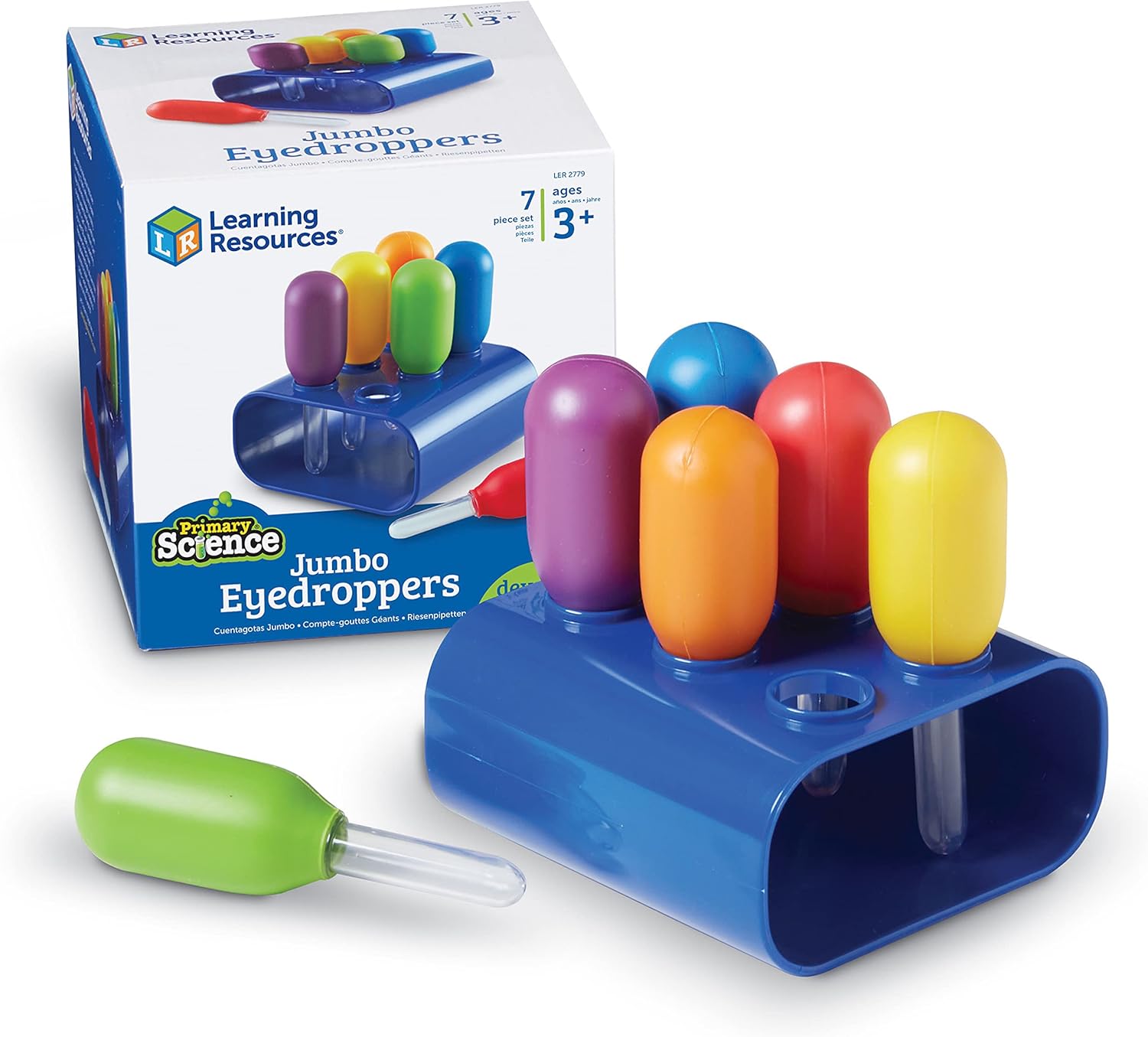 Detalle de Learning Resources Contagocce Jumbo con Supporto Primary Science – kit di contagocce per motricità fine e causa/effetto (3 Anni)