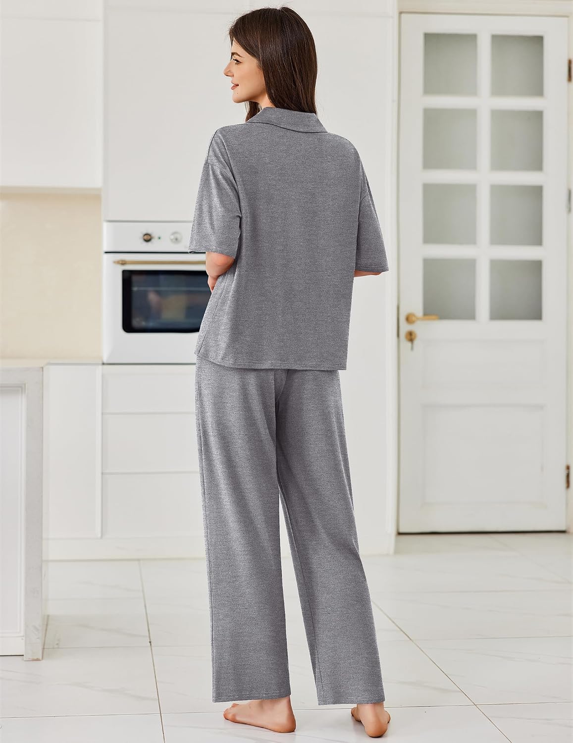 Thumbnail 1 de Ekouaer EKY008341 Women's Pajama Set with Button-Down Top and Drawstring Pants