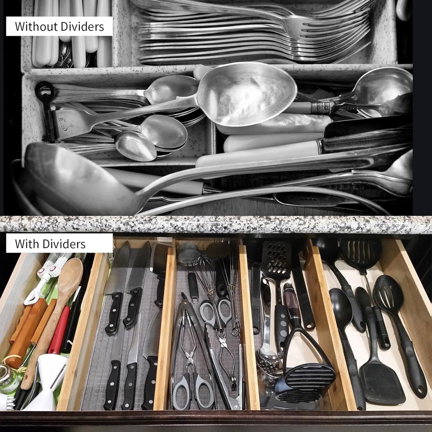 Thumbnail 4 de Utoplike Bamboo Drawer Dividers 4 pcs
