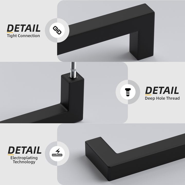 Thumbnail 4 de Goldenwarm LSJ12BK01 Cabinet Pulls, Matte Black Stainless Steel, 5-Inch Centers