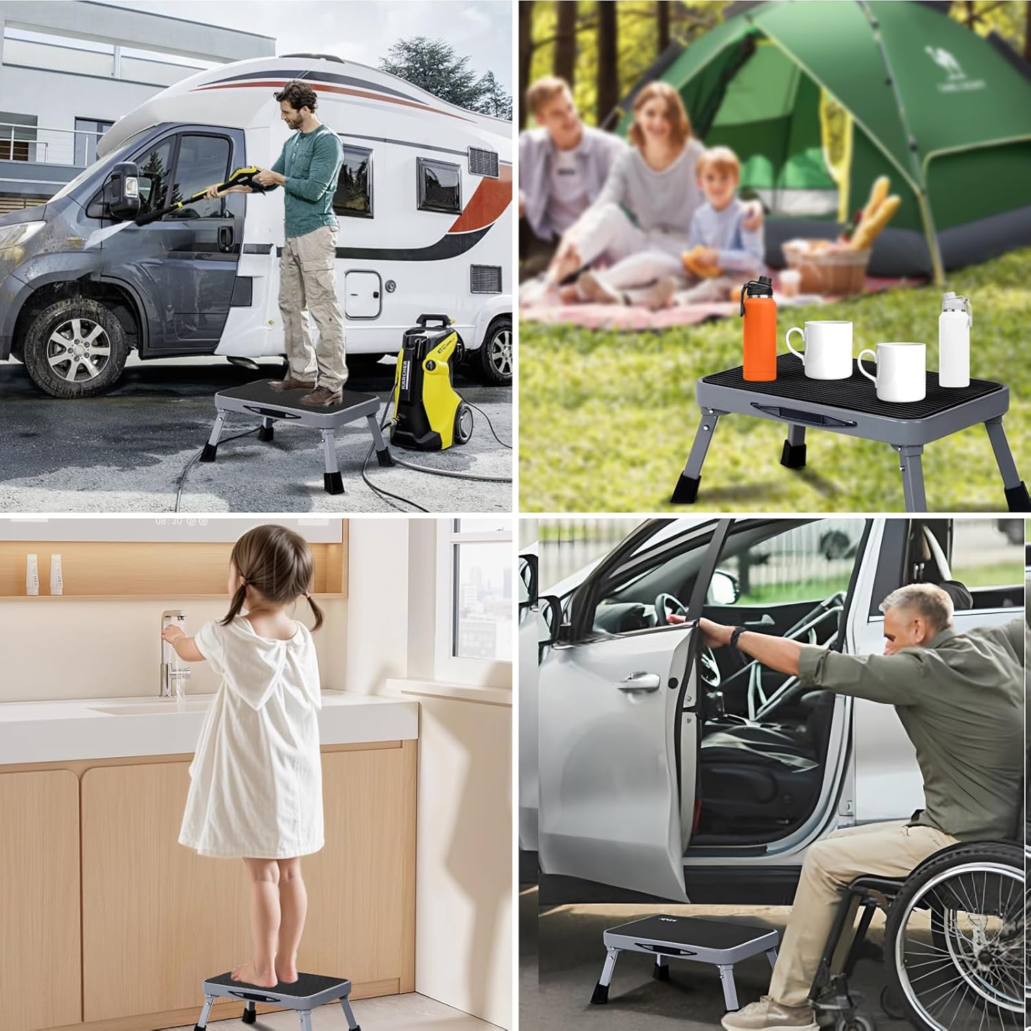 Thumbnail 3 de RV Step Stool Foldable 1-Step Ladder: Sturdy Metal, Non-Slip, Up to 500 lb