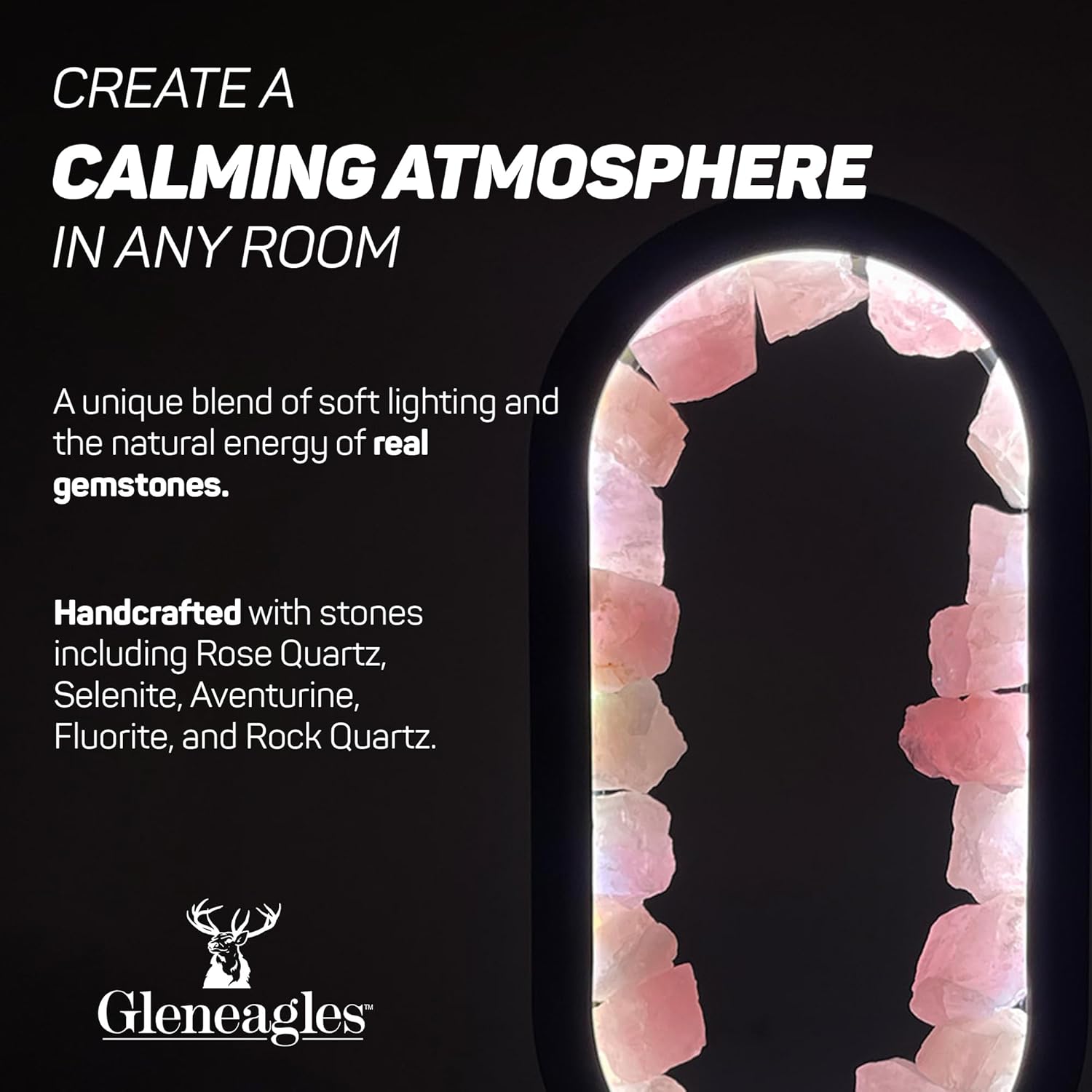 Thumbnail 3 de Cello Gleneagles Oval Earth LED Natural Crystal Lamp (Rose Quartz) – dimmable pink LED healing light