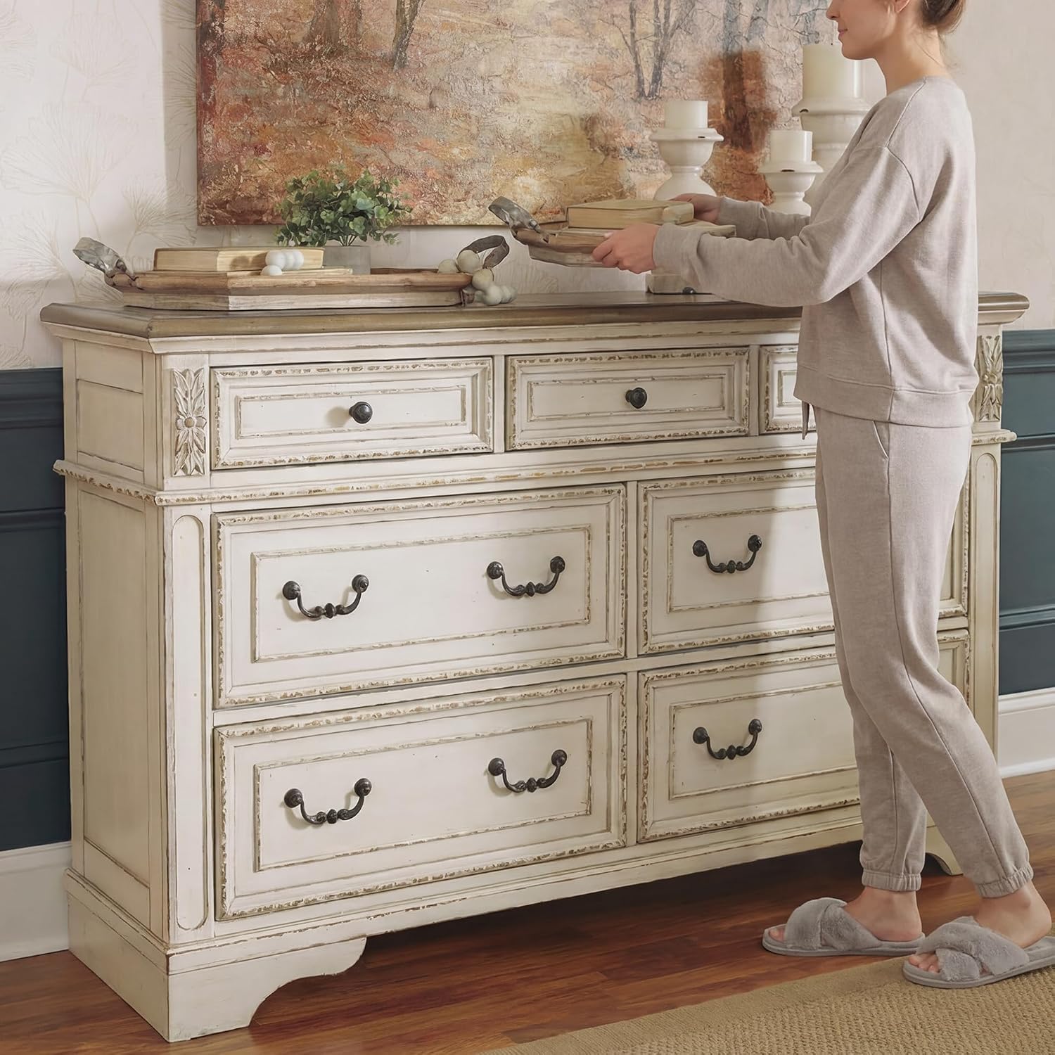 Thumbnail 1 de Signature Design by Ashley 7 Drawer Dresser for Bedroom, Two-Tone White