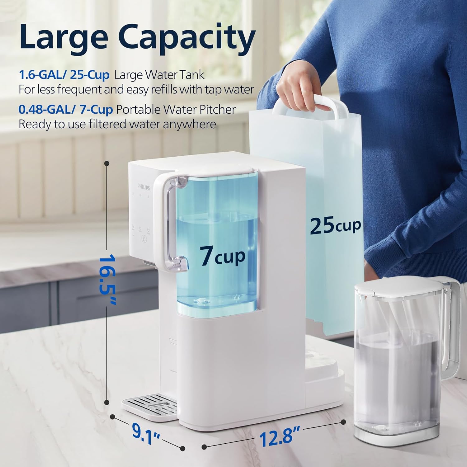 Detalle de PHILIPS ADD6926WH/37 Countertop RO Water Purifier, 6L Tank, 6-Stage Filter