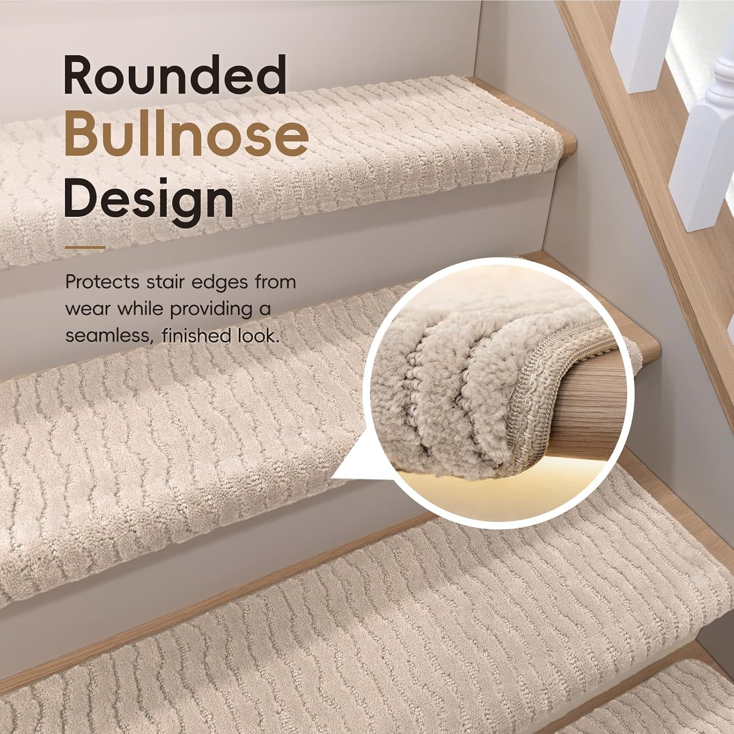 Detalle de Domnesto D-CST01-30-OBG15 Rounded Bullnose Stair Treads, 15-Pack