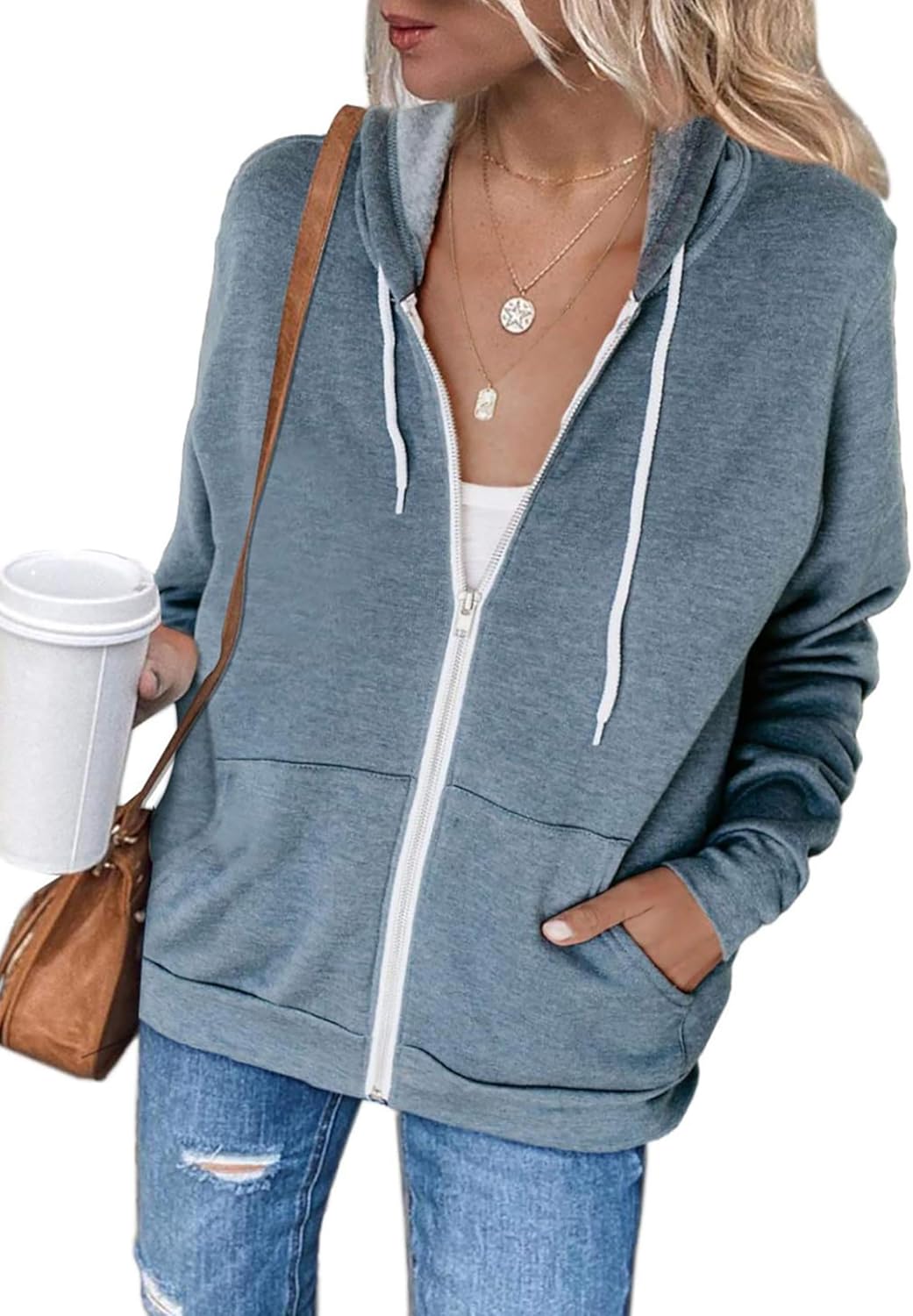 Thumbnail 6 de Damen Sweatjacke mit Kapuze & Reißverschluss (Baumwolle/Polyester) – Jhsnjnr Kapuzenpullover Hoodie