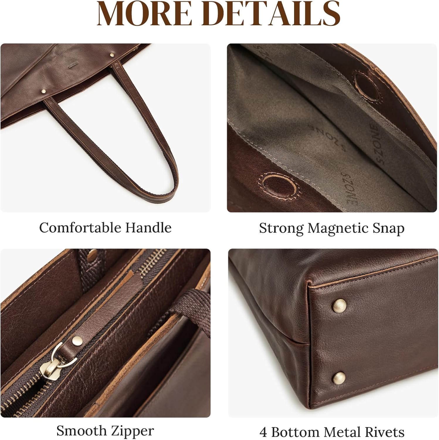 Thumbnail 5 de S-ZONE Genuine Leather Tote Bag for Women – Versatile Work & Travel Companion