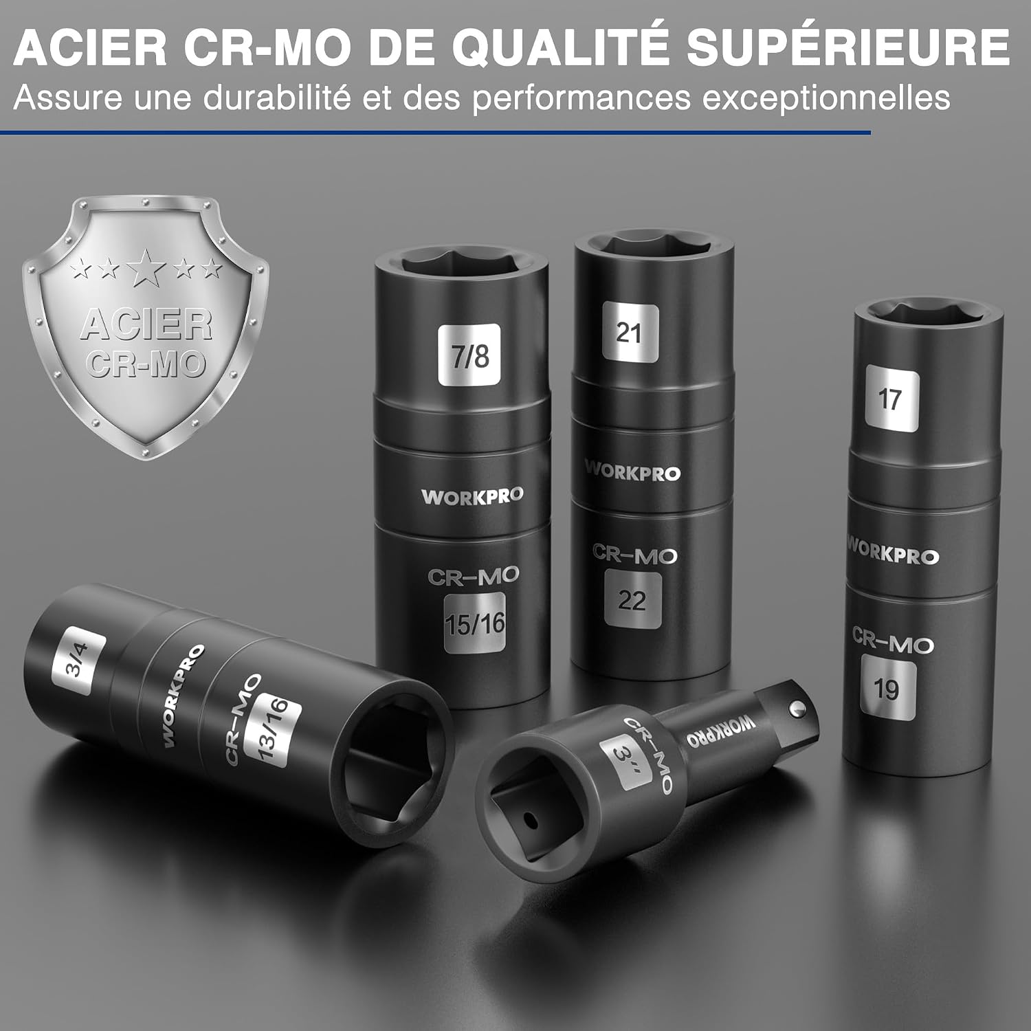 Thumbnail 2 de WORKPRO Douilles à Choc 1/2 Flip CR-Mo
