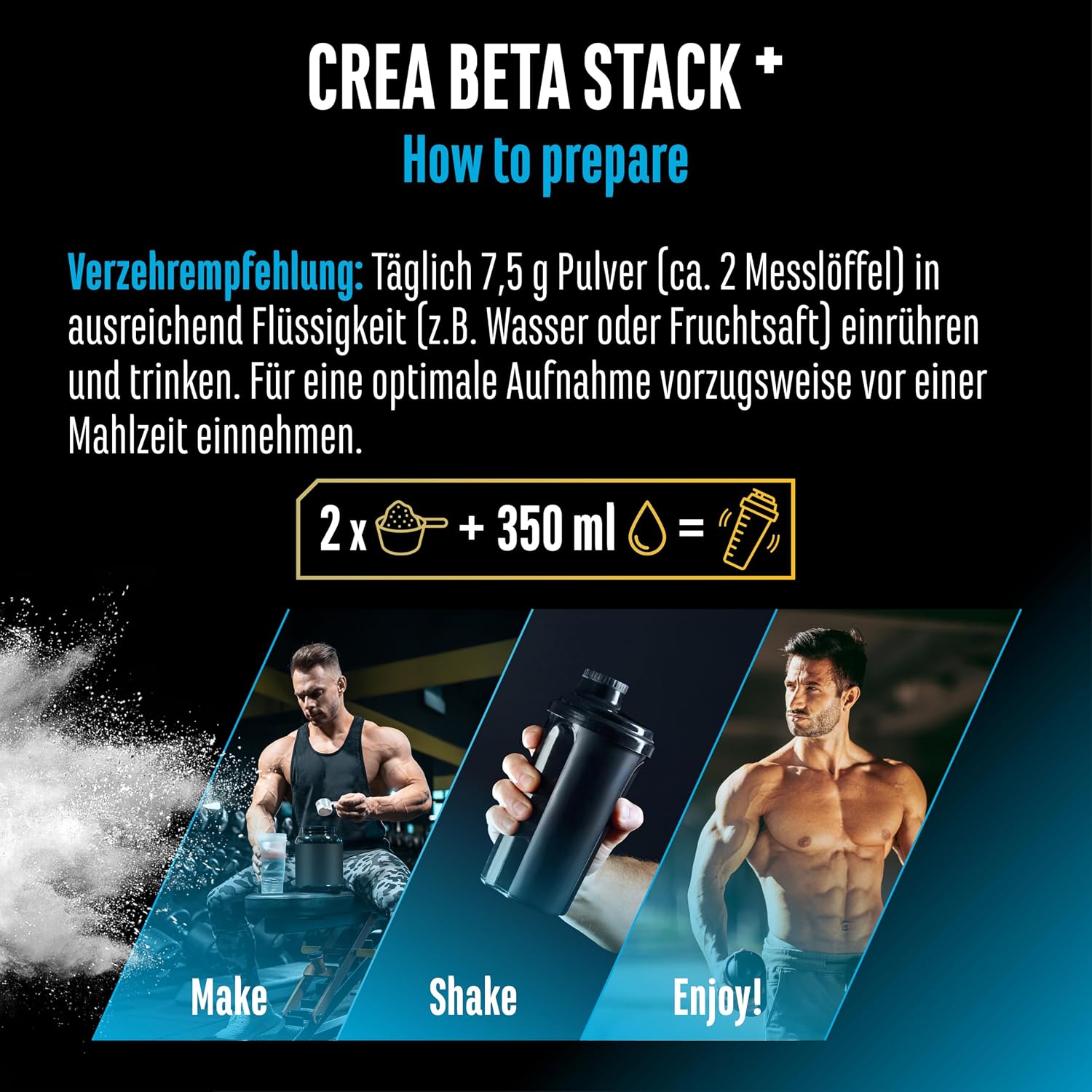 Thumbnail 6 de GEN German Elite Nutrition Creatin Beta Alanin Stack (Creatin Monohydrat + Beta-Alanin + L-Taurin) – 750 g Pulver