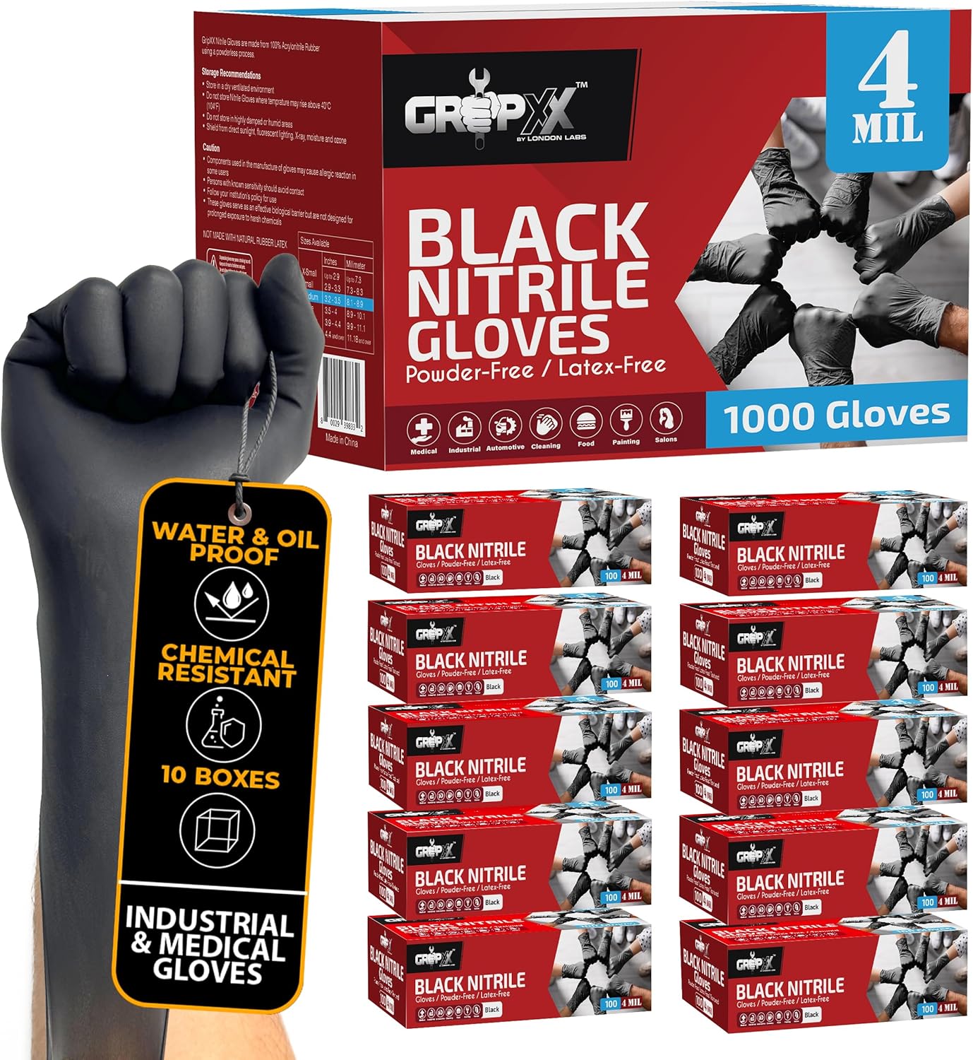 Thumbnail 3 de London Labs Black Nitrile Gloves 4 Mil 🧤
